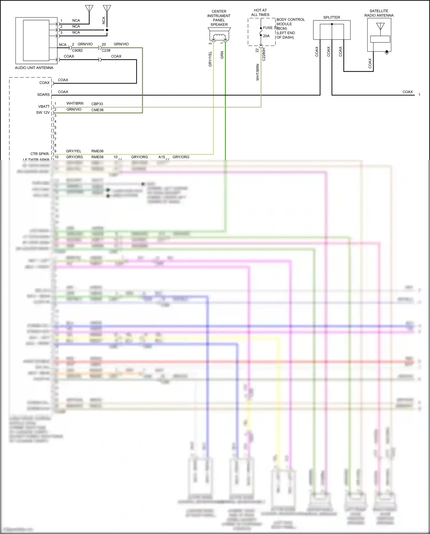 Ford Mondeo V (2014-2019) ctr spkr+ wiring diagram  (2 of 4)
