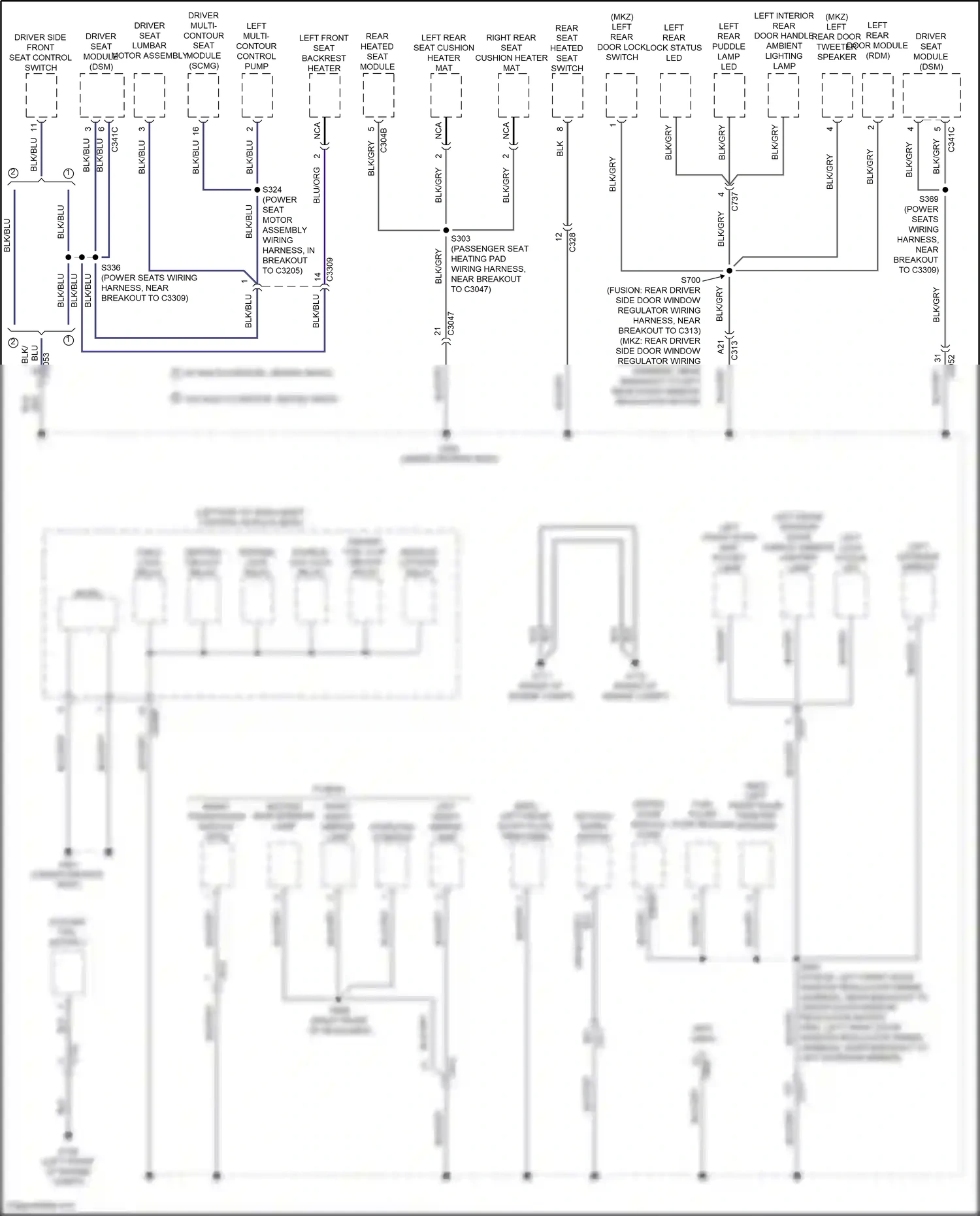 Ford Mondeo V (2014-2019) driver side front seat control switch wiring diagram  (1 of 9)