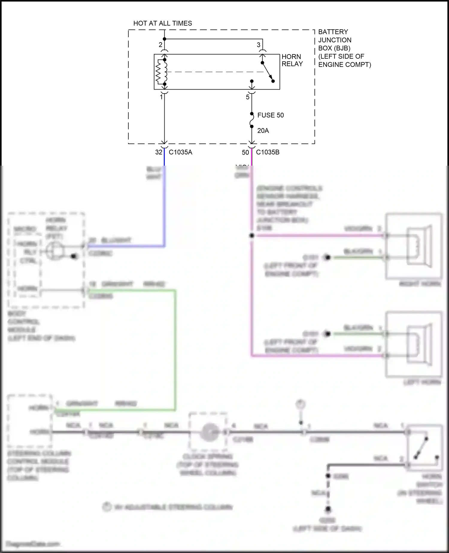 Ford Mondeo V (2014-2019) horn switch wiring diagram  (3 of 4)