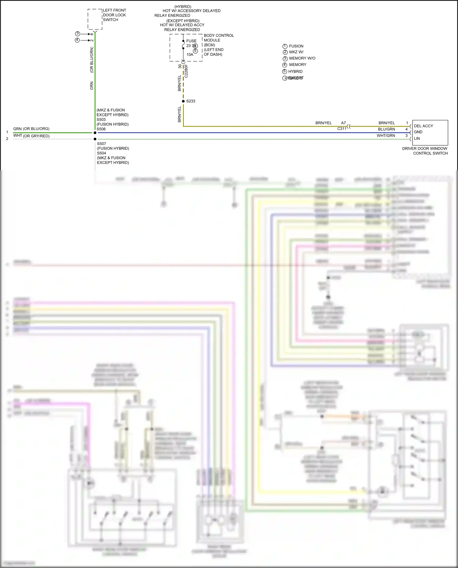 Ford Mondeo V (2014-2019) left front door lock switch wiring diagram  (8 of 13)