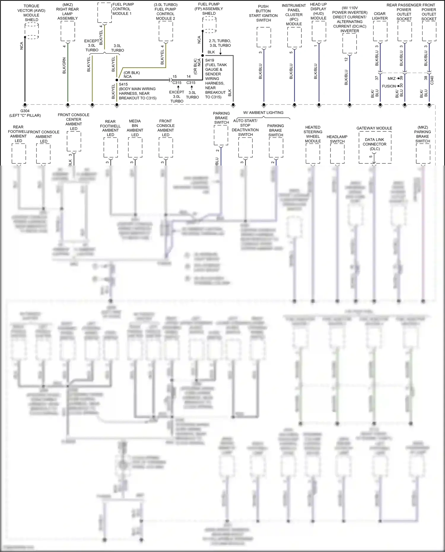 Ford Mondeo V (2014-2019) push button start ignition switch wiring diagram  (2 of 7)