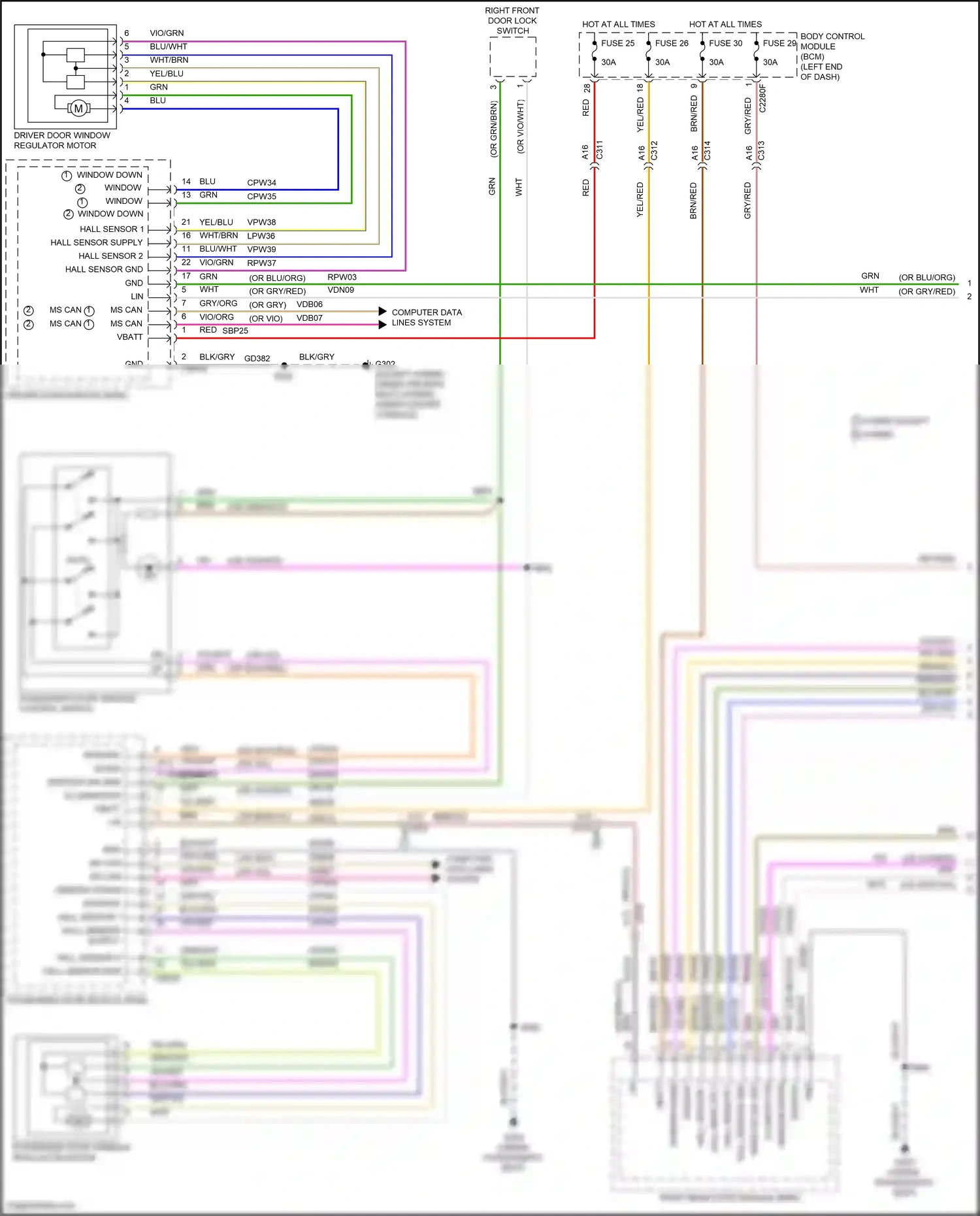 Ford Mondeo V (2014-2019) right front door lock switch wiring diagram  (4 of 4)