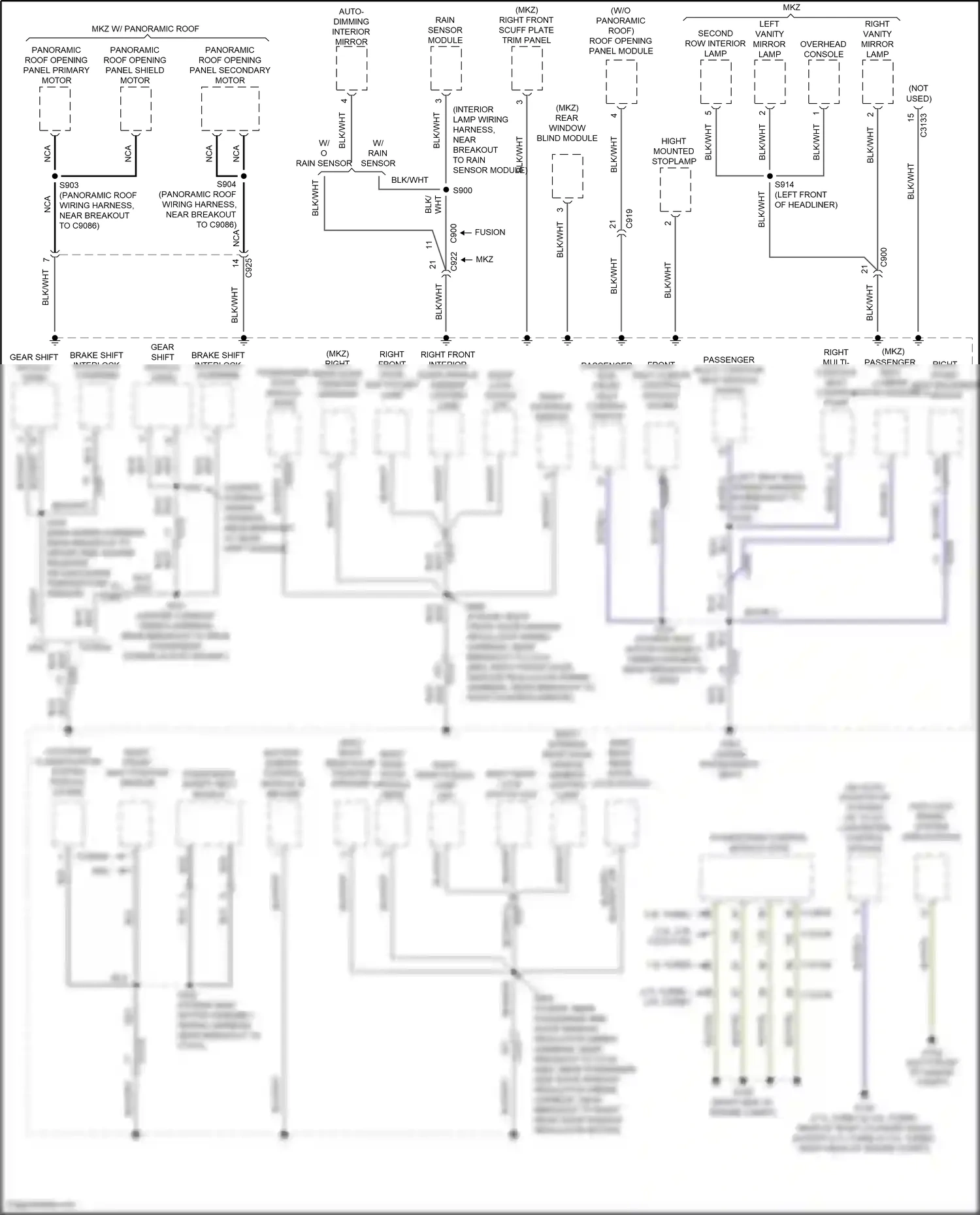 Ford Mondeo V (2014-2019) roof opening panel module wiring diagram  (1 of 7)