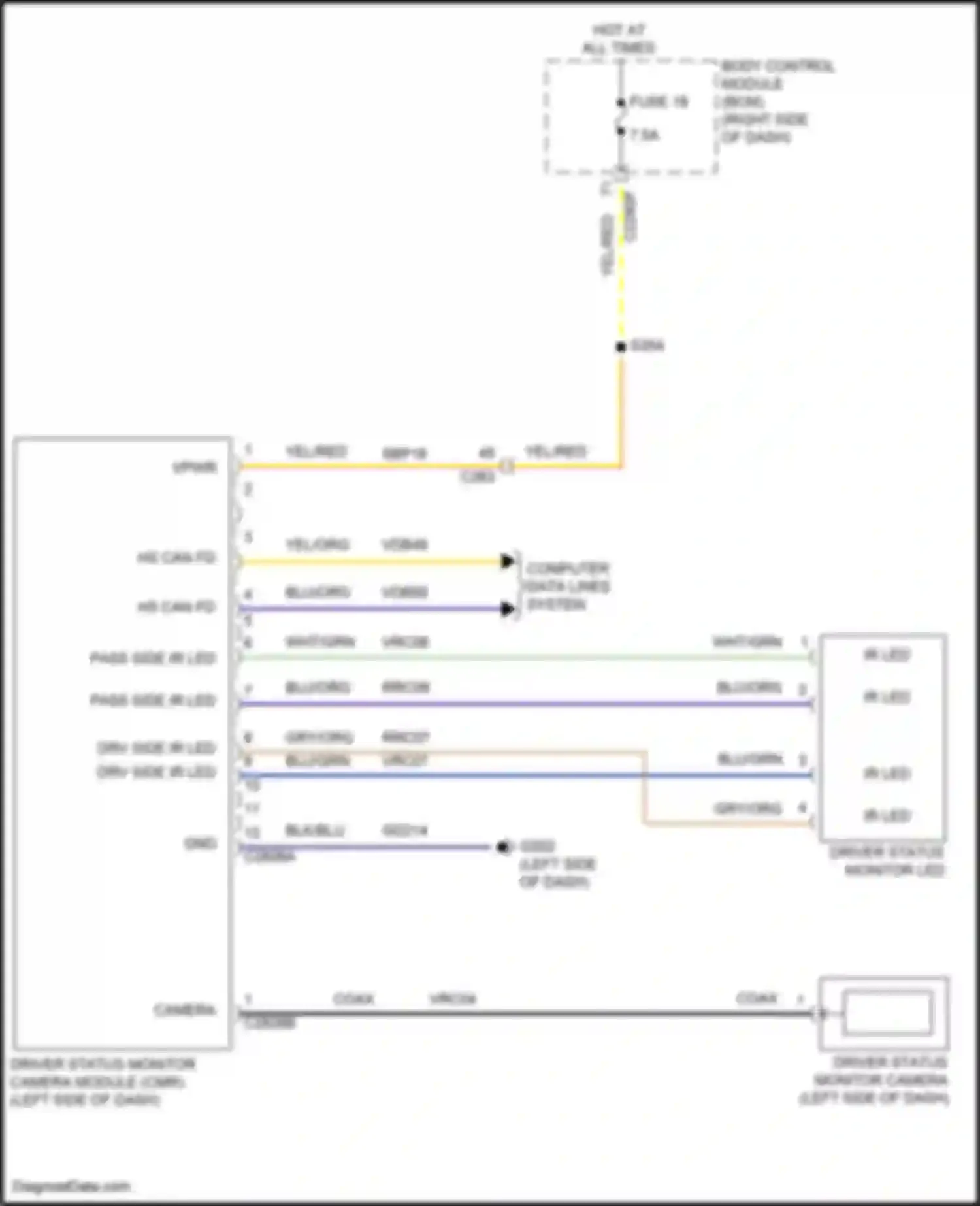 Wiring diagram driver status monitor led for Ford Mustang Mach-E I (2020-2024) (1 of 1)