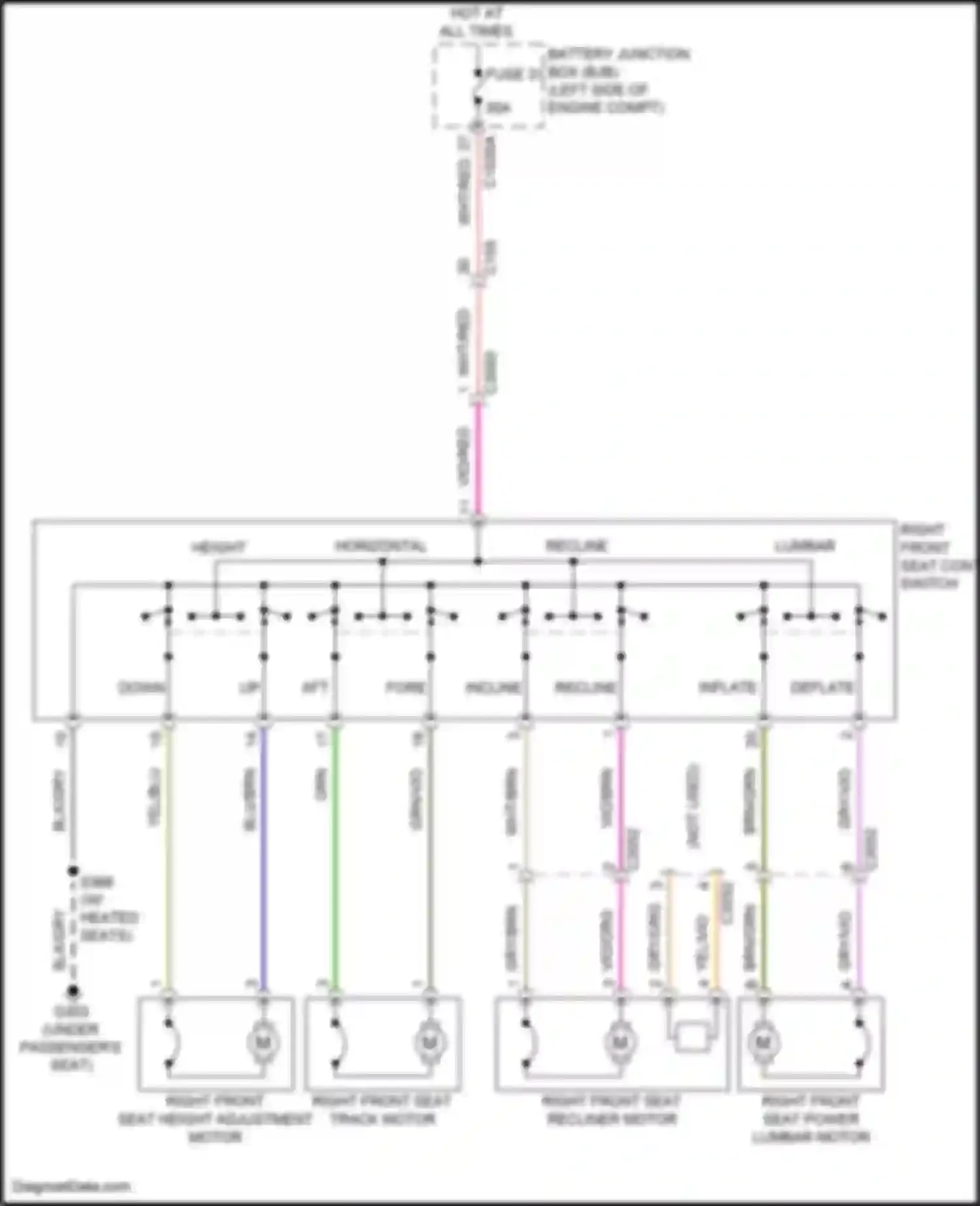 Wiring diagram right front seat track motor for Ford Mustang Mach-E I (2020-2024) (1 of 1)