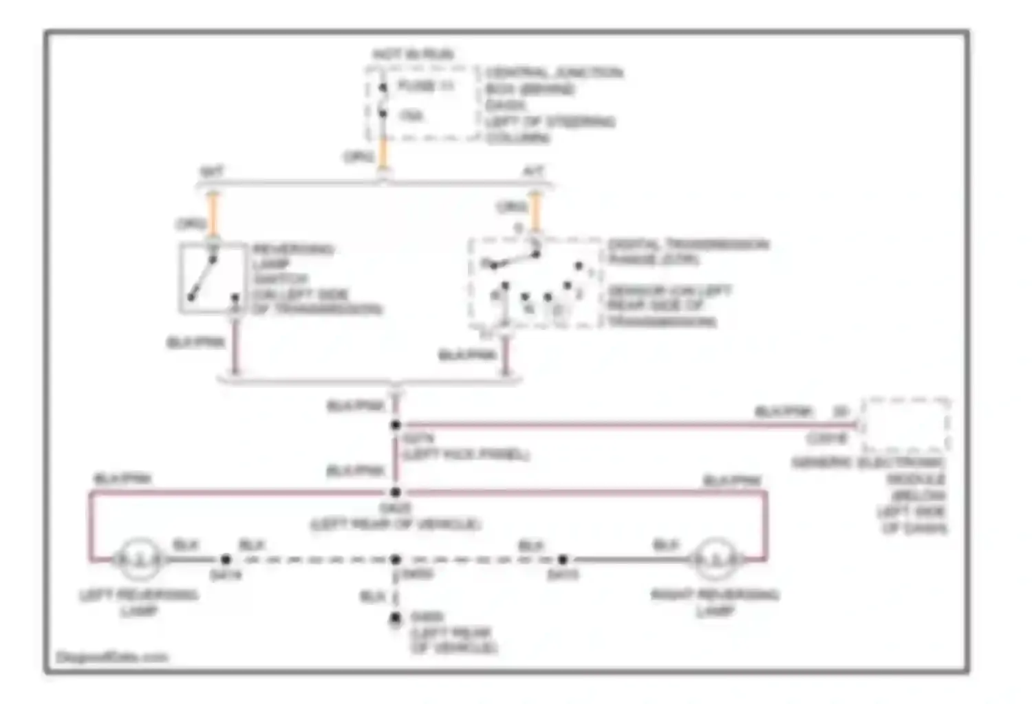 Mustang Ford IV facelift (1998-2004): Back-up lamps circuit