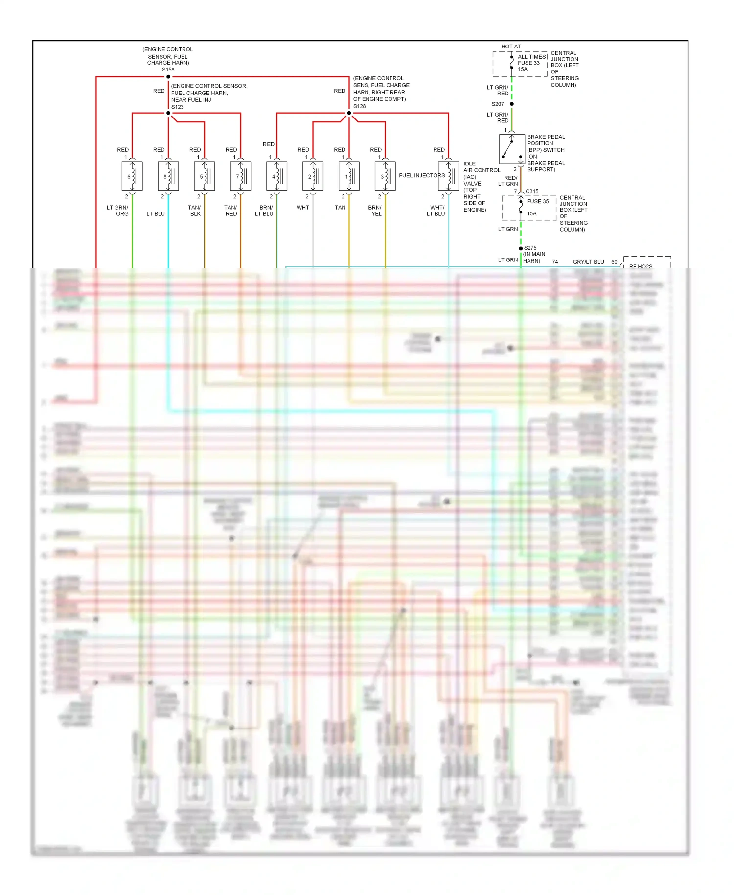 Ford Mustang IV facelift (1998-2004) (engine control sensor harn) wiring diagram  (1 of 1)