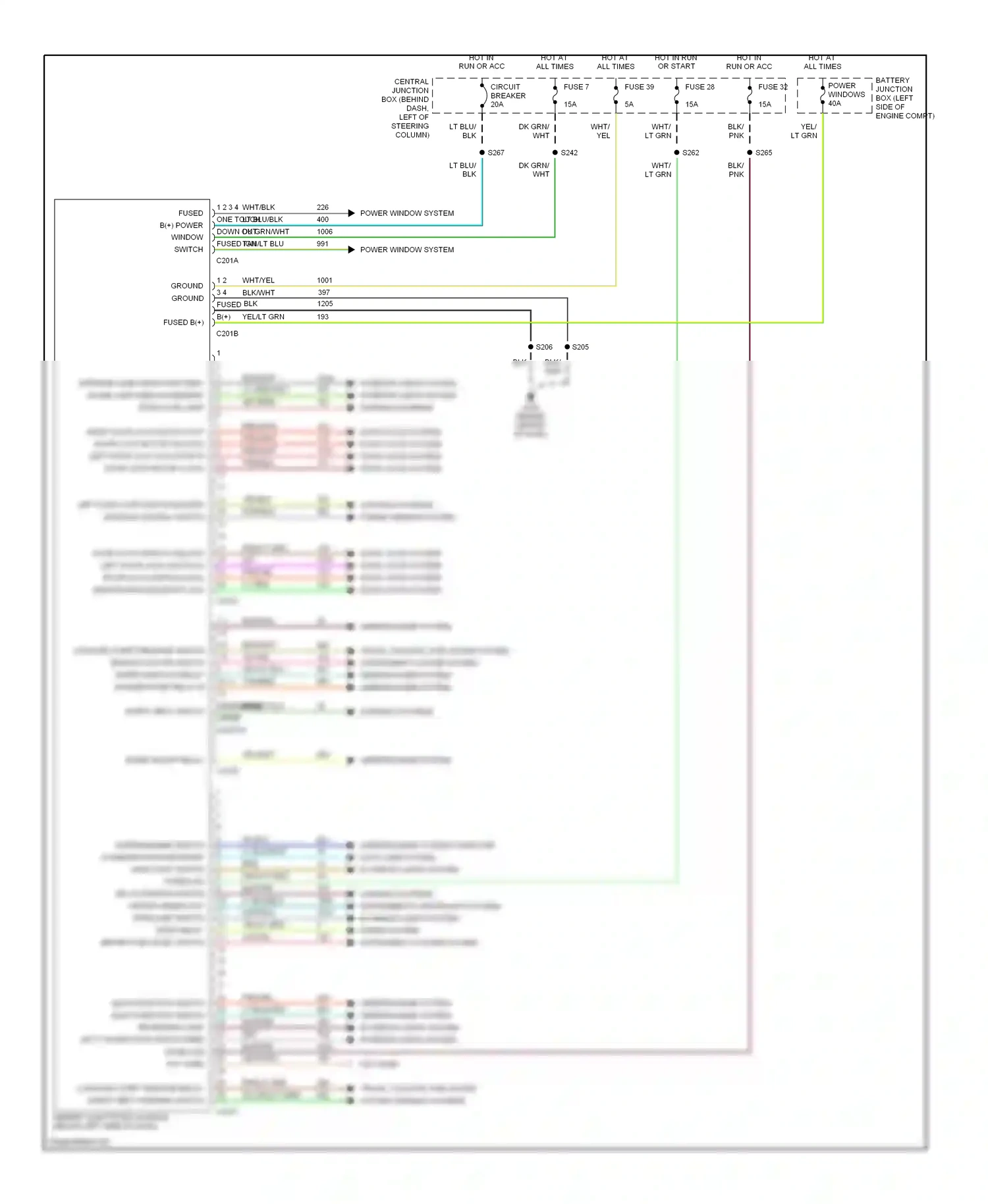 Wiring diagram left door ajar switch master window control switch for Ford Mustang IV facelift (1998-2004) (1 of 1)