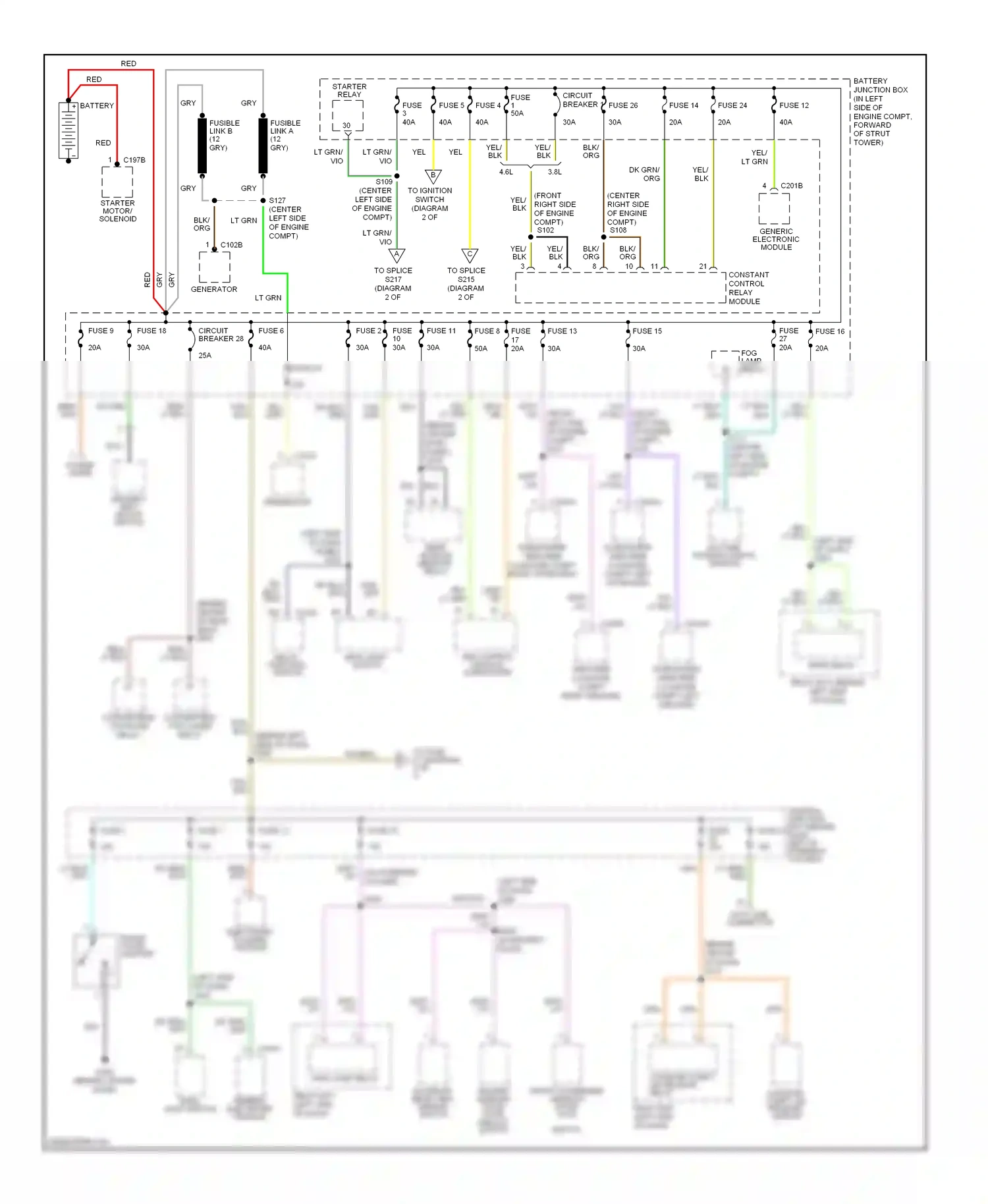 Wiring diagram multi- function switch for Ford Mustang IV facelift (1998-2004) (2 of 2)