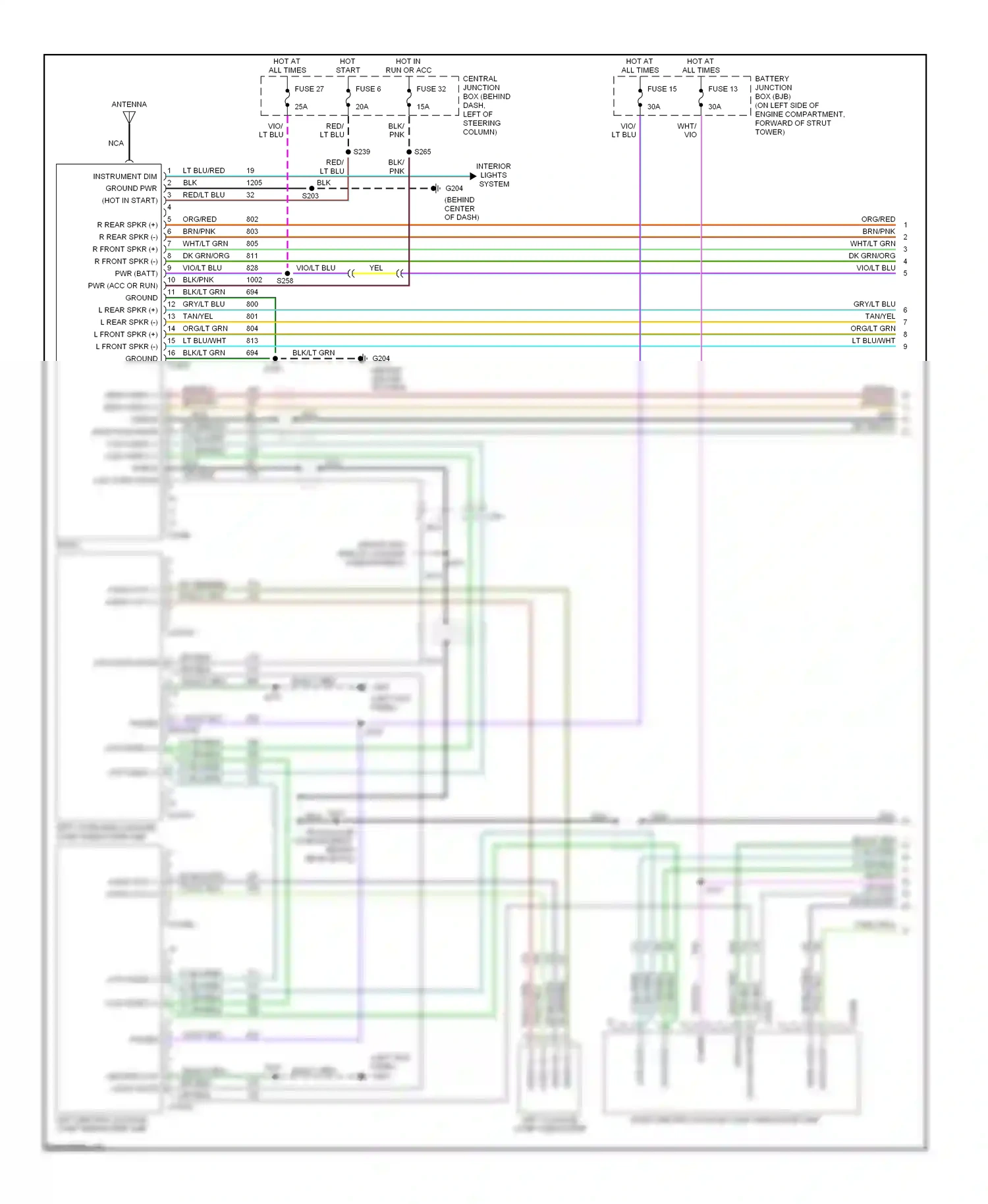 Wiring diagram red/lt blu for Ford Mustang IV facelift (1998-2004) (2 of 6)
