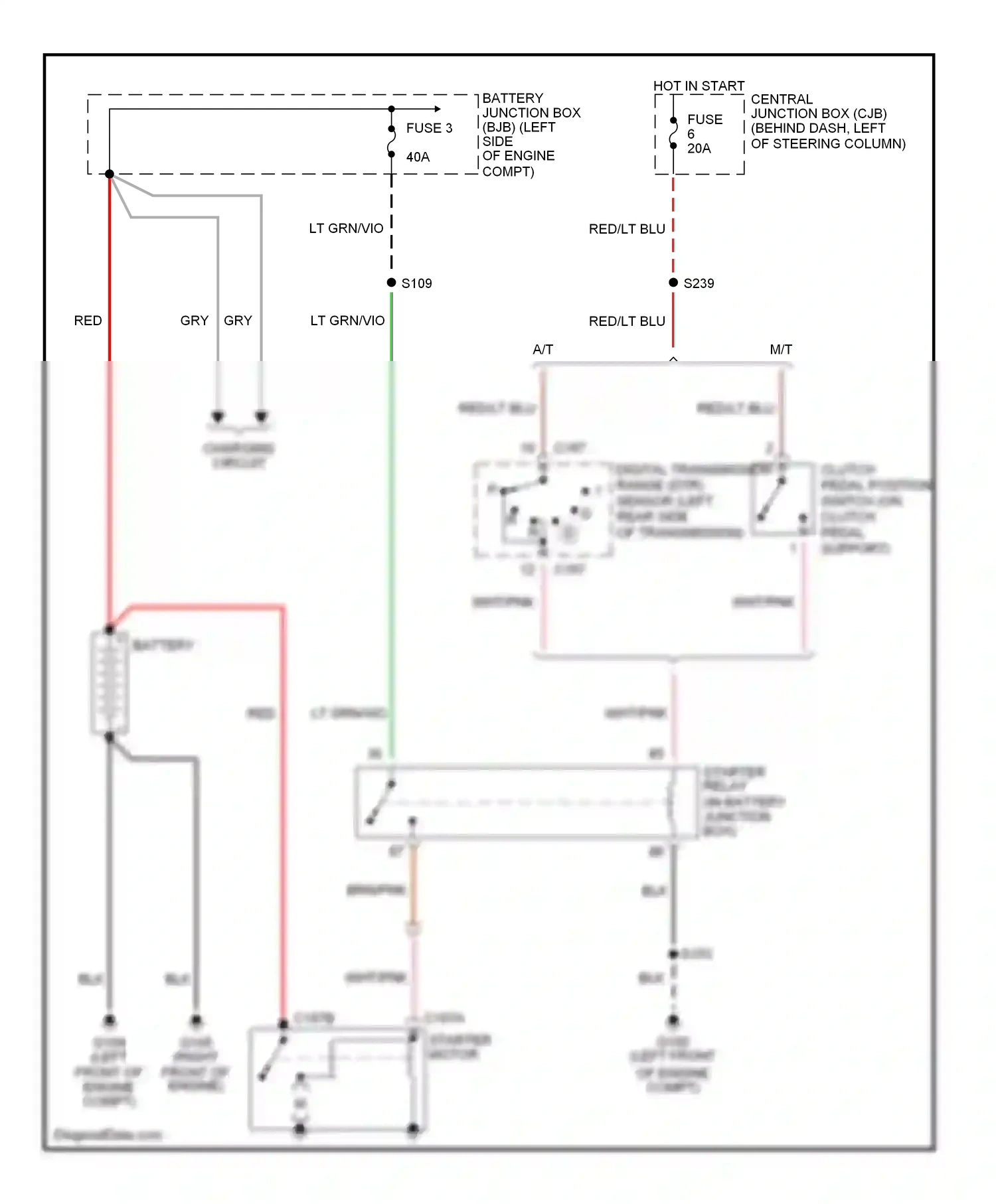 Wiring diagram red/lt blu for Ford Mustang IV facelift (1998-2004) (5 of 6)