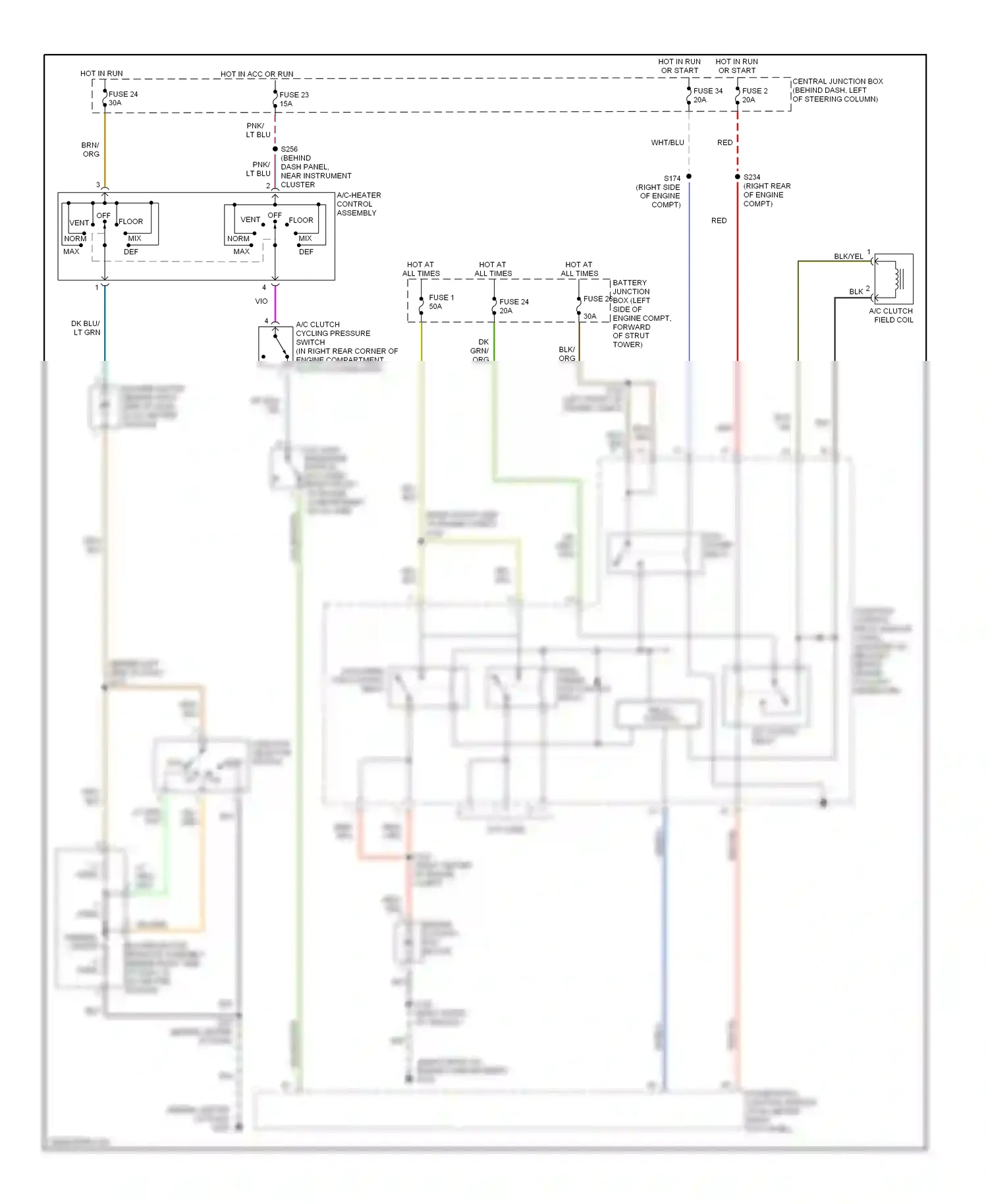 Wiring diagram relay control for Ford Mustang IV facelift (1998-2004) (2 of 4)