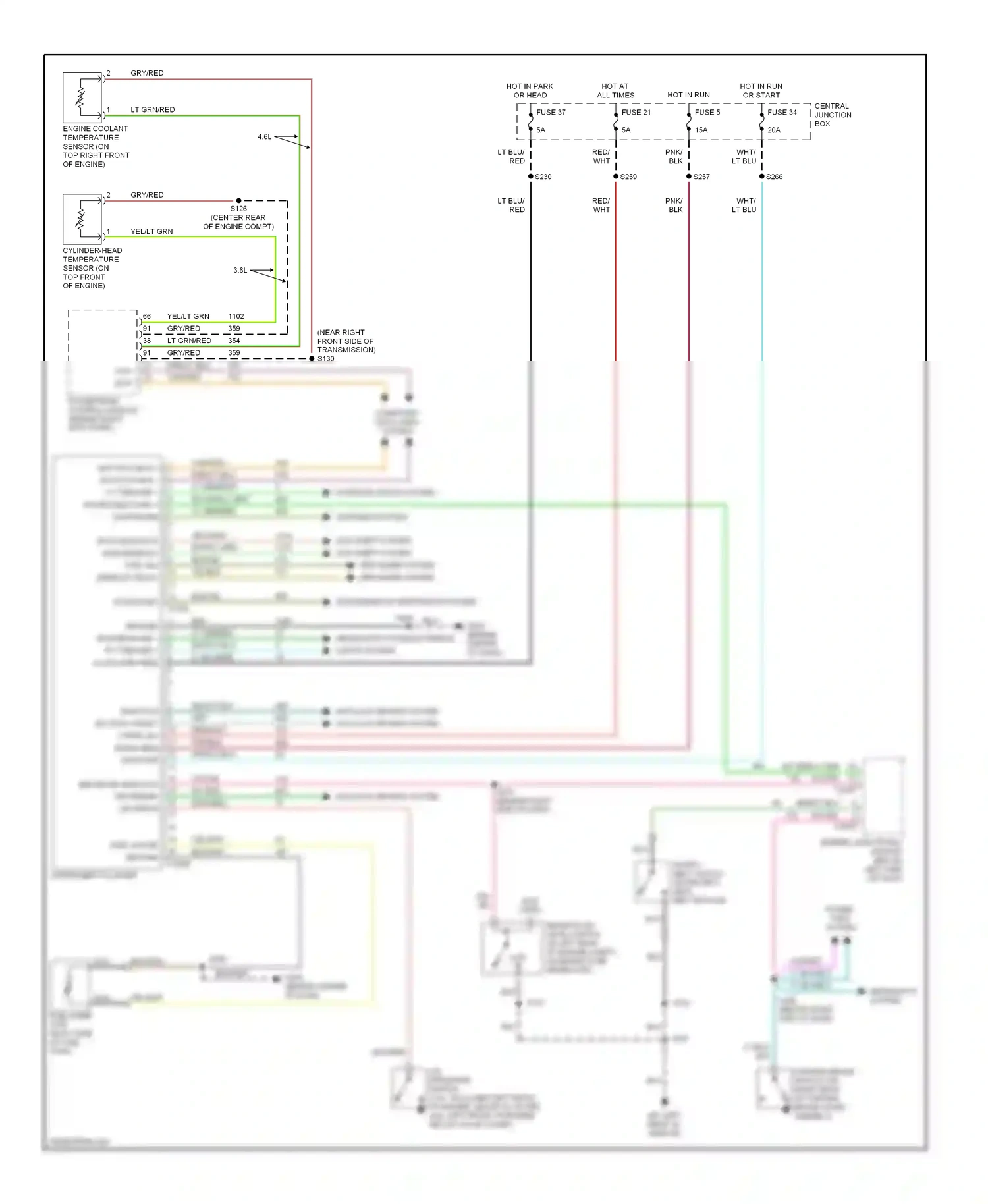 Wiring diagram tan/org for Ford Mustang IV facelift (1998-2004) (5 of 7)