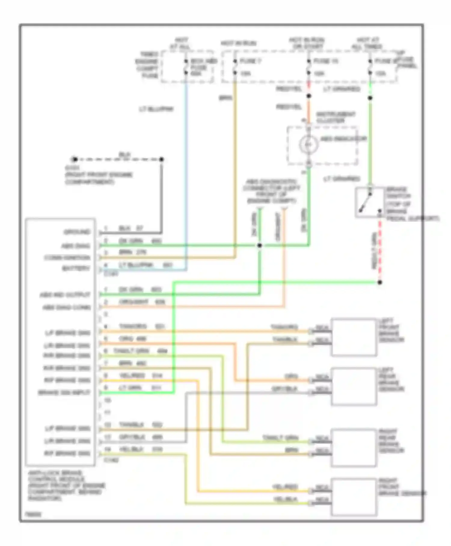 Mustang Ford IV (1993-1998): Anti-lock brake circuits