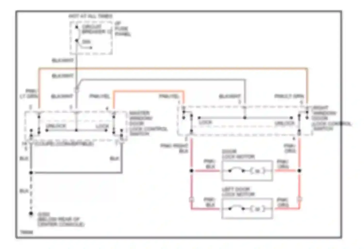 Mustang Ford IV (1993-1998): Door lock circuit