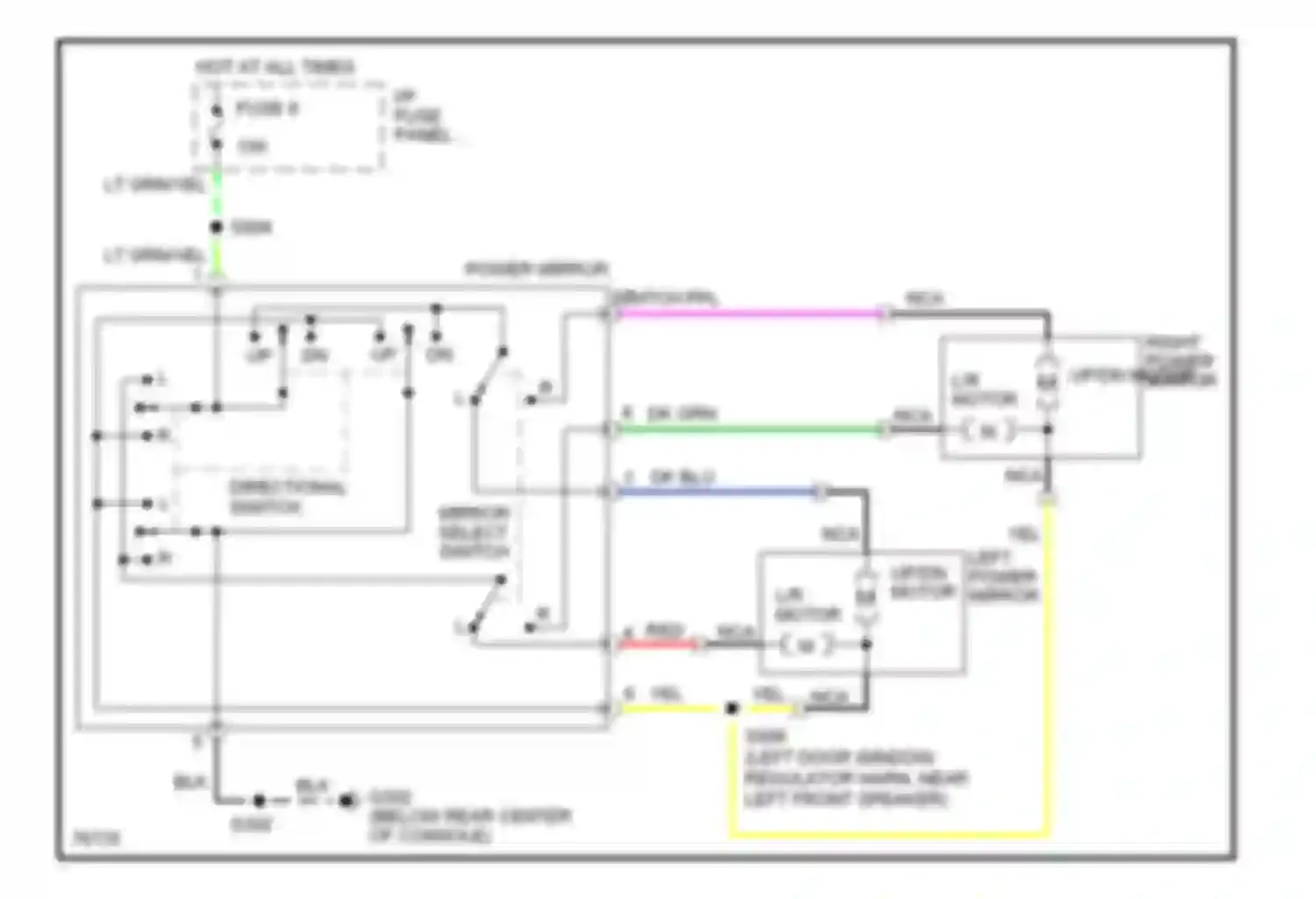 Mustang Ford IV (1993-1998): Power mirror circuit