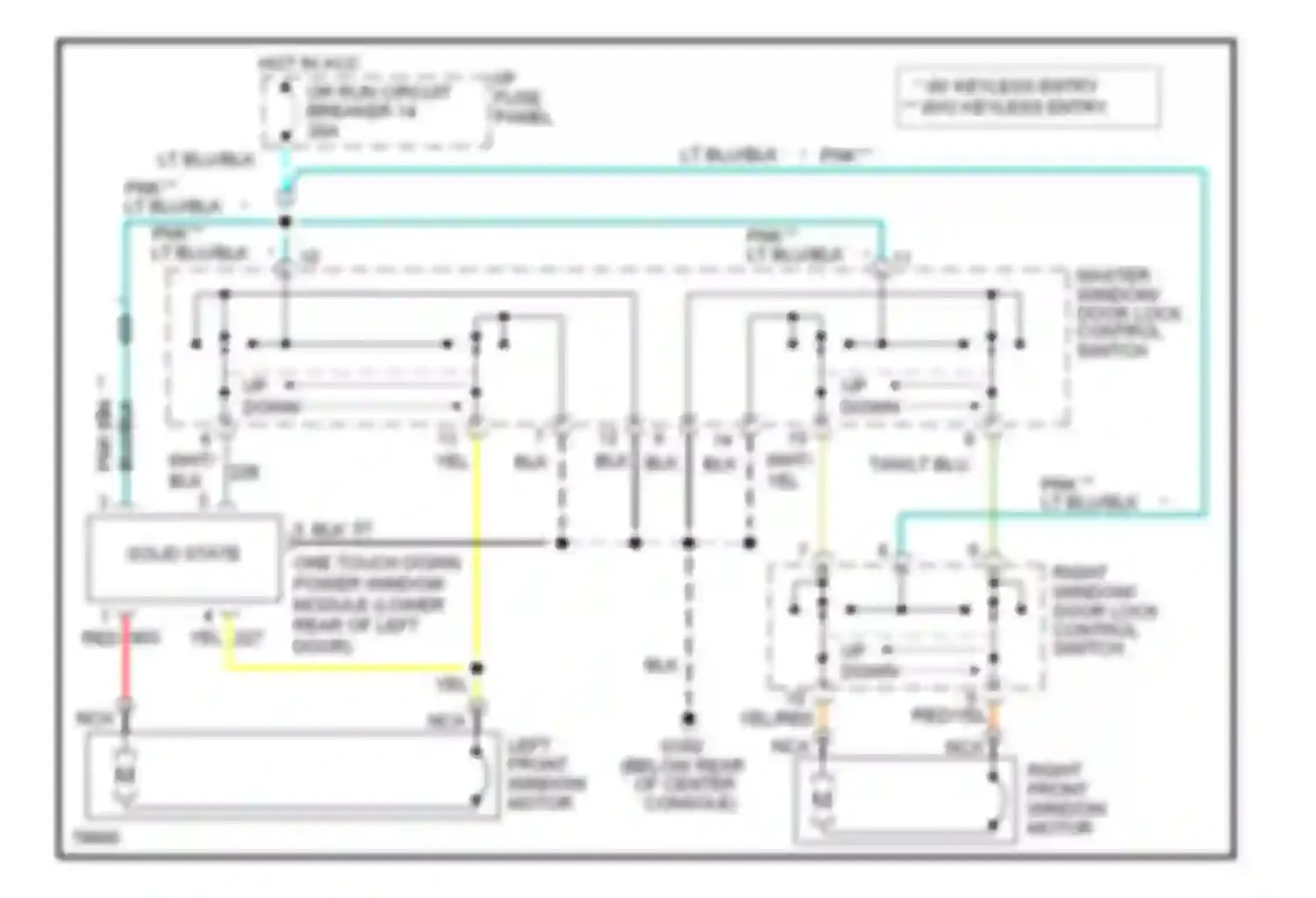 Mustang Ford IV (1993-1998): Power window circuit, coupe