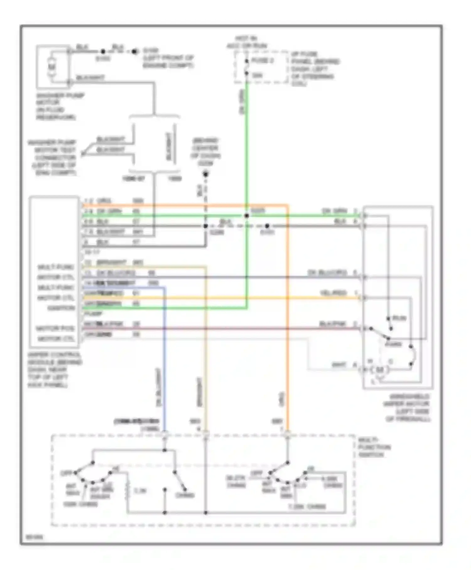 Mustang Ford IV (1993-1998): Wiper/washer circuit