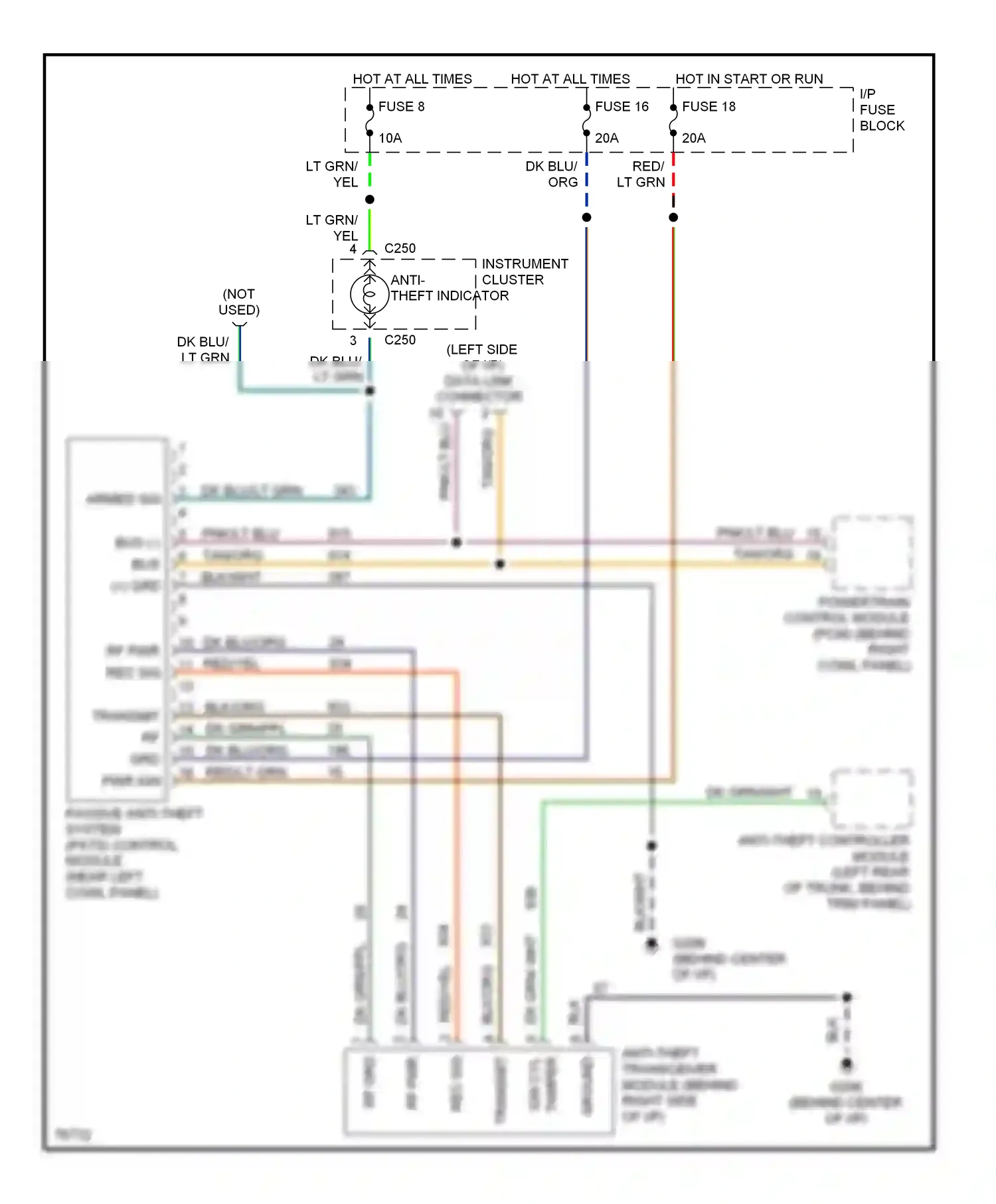 Wiring diagram data link connector for Ford Mustang IV (1993-1998) (1 of 3)