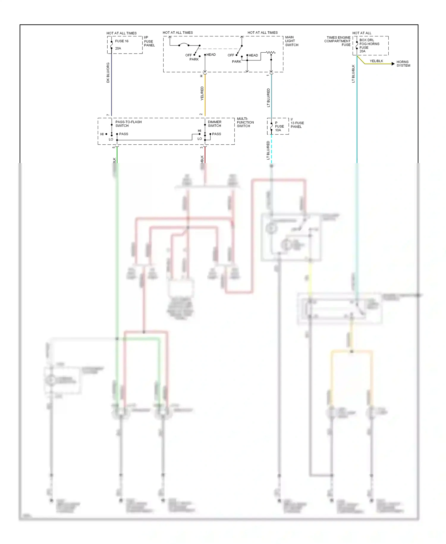 Wiring diagram dimmer switch for Ford Mustang IV (1993-1998) (2 of 2)