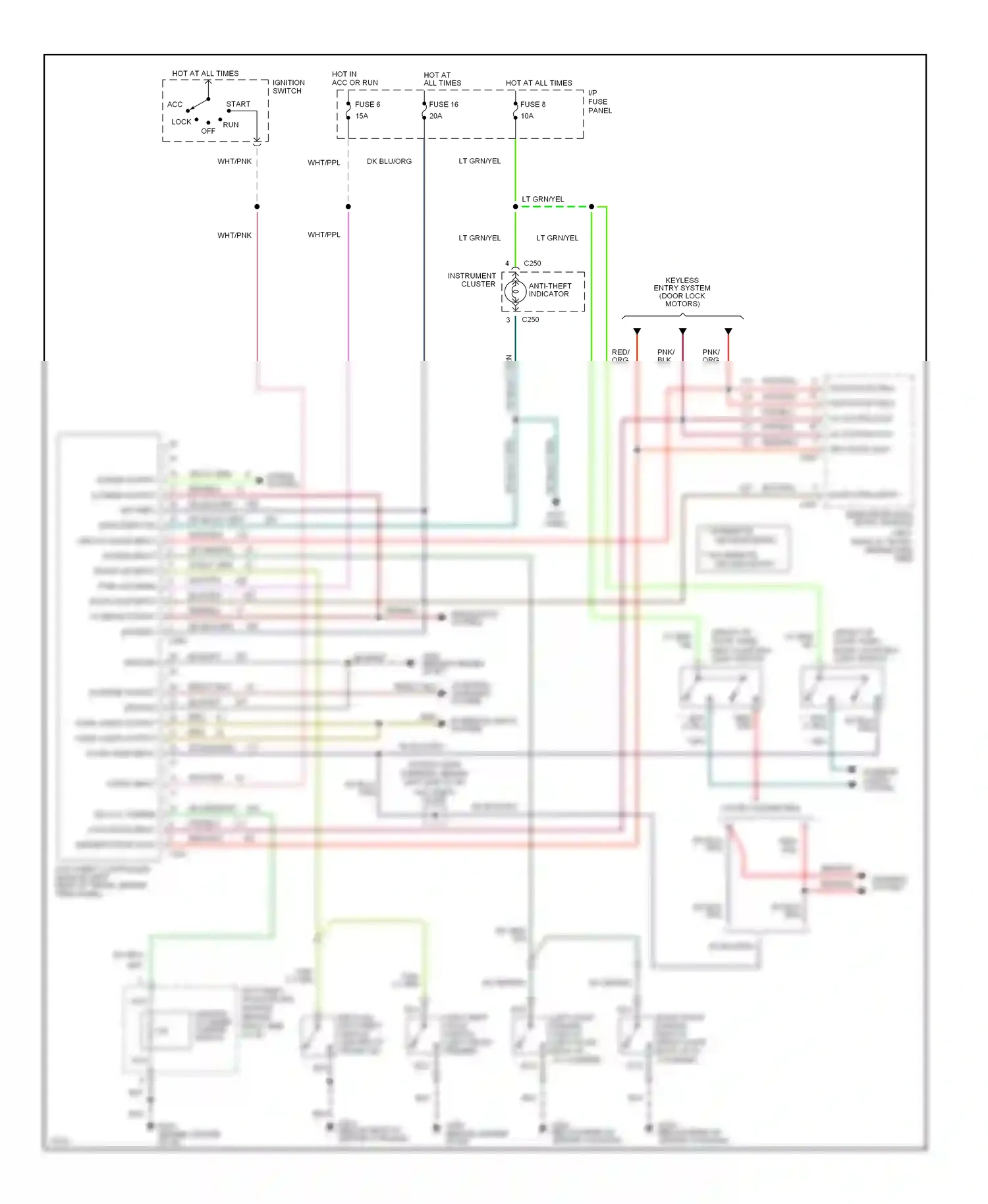 Wiring diagram door open input for Ford Mustang IV (1993-1998) (1 of 1)