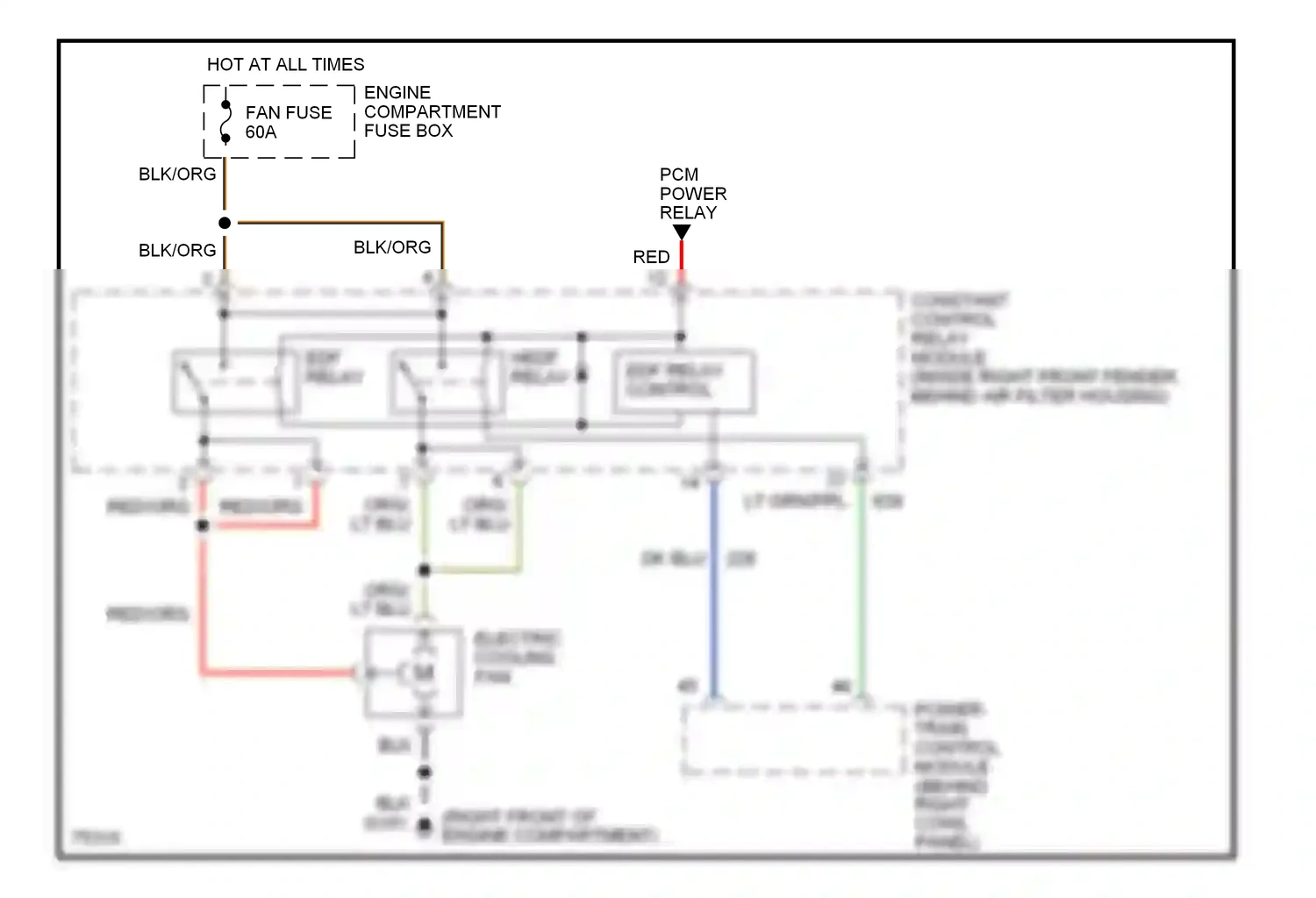 Wiring diagram engine compartment fuse box for Ford Mustang IV (1993-1998) (4 of 11)