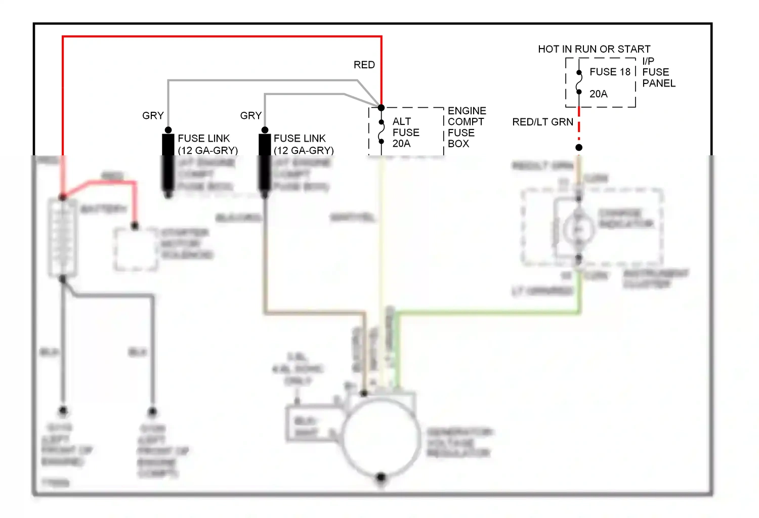Wiring diagram engine compt. fuse box for Ford Mustang IV (1993-1998) (1 of 2)