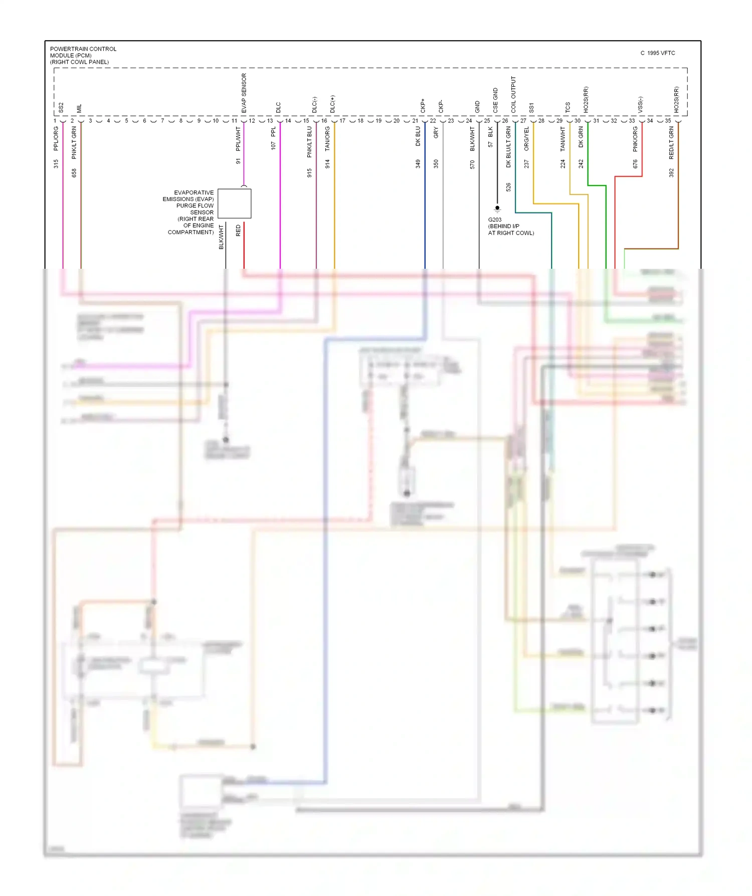 Wiring diagram ignition coil for Ford Mustang IV (1993-1998) (1 of 1)