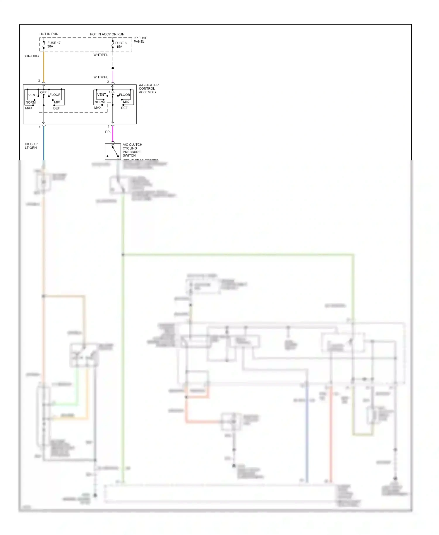 Wiring diagram i/p fuse panel for Ford Mustang IV (1993-1998) (1 of 27)