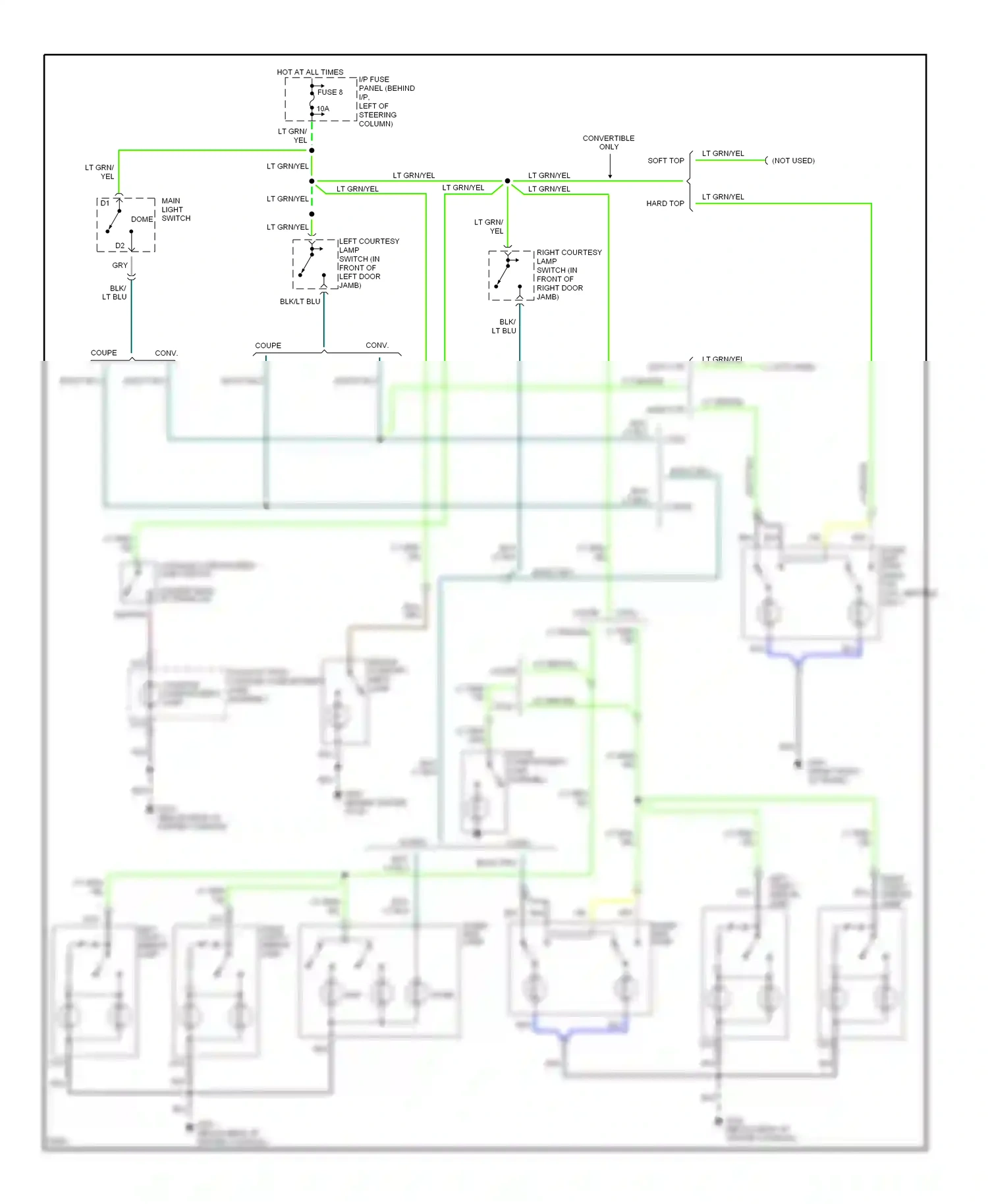 Wiring diagram main light switch for Ford Mustang IV (1993-1998) (1 of 7)