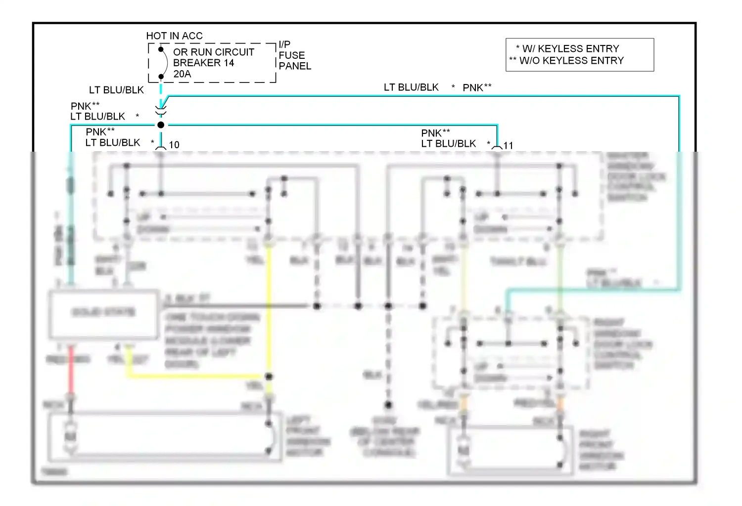 Wiring diagram master window/ door lock control switch for Ford Mustang IV (1993-1998) (4 of 4)