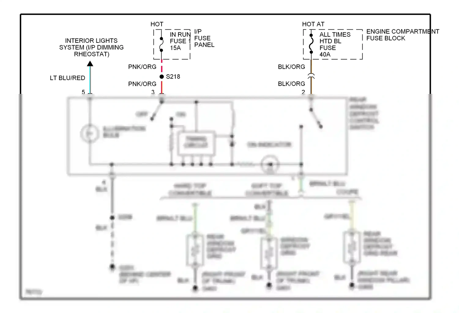Wiring diagram on indicator for Ford Mustang IV (1993-1998) (1 of 1)