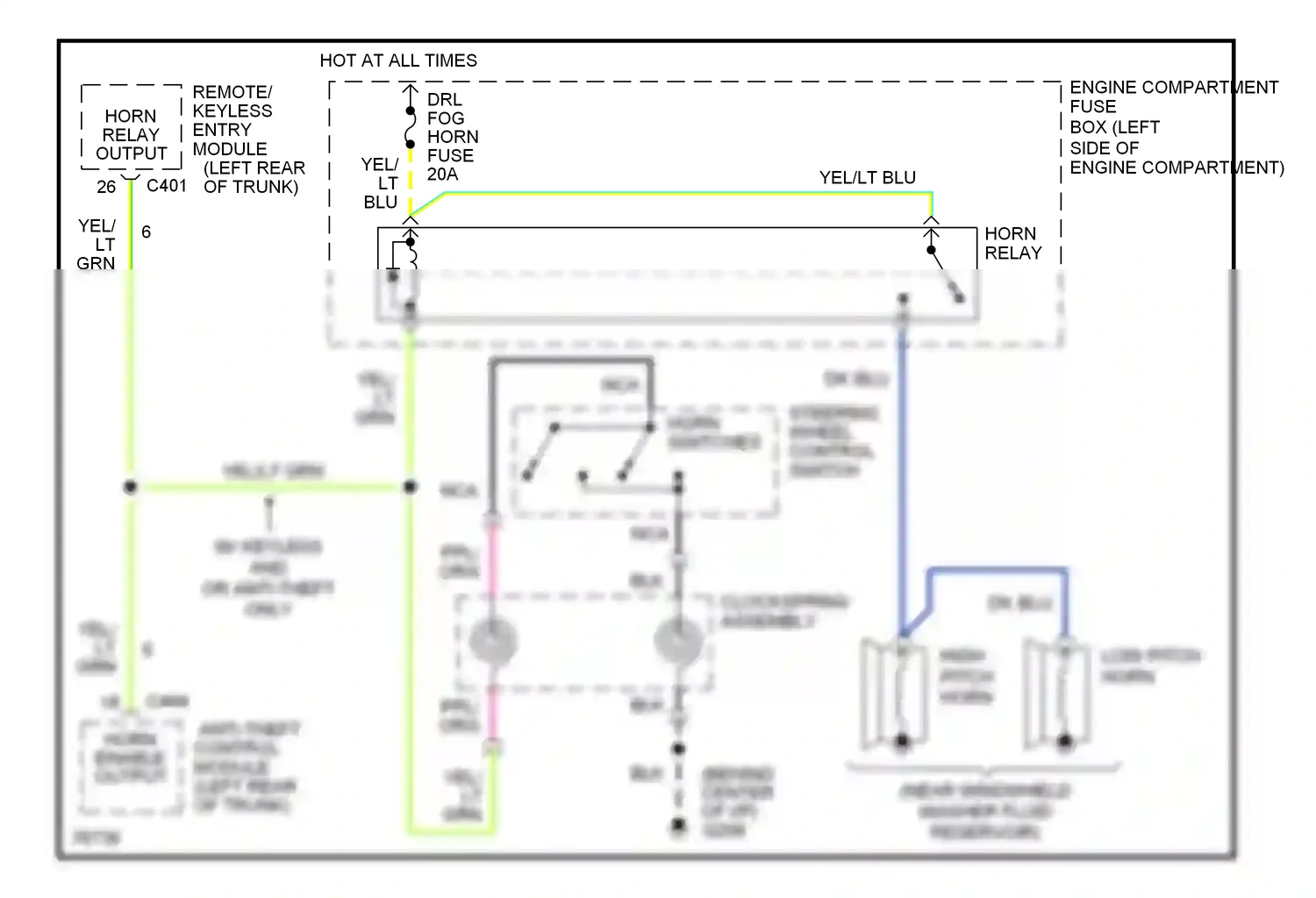 Wiring diagram steering wheel control switch for Ford Mustang IV (1993-1998) (1 of 1)