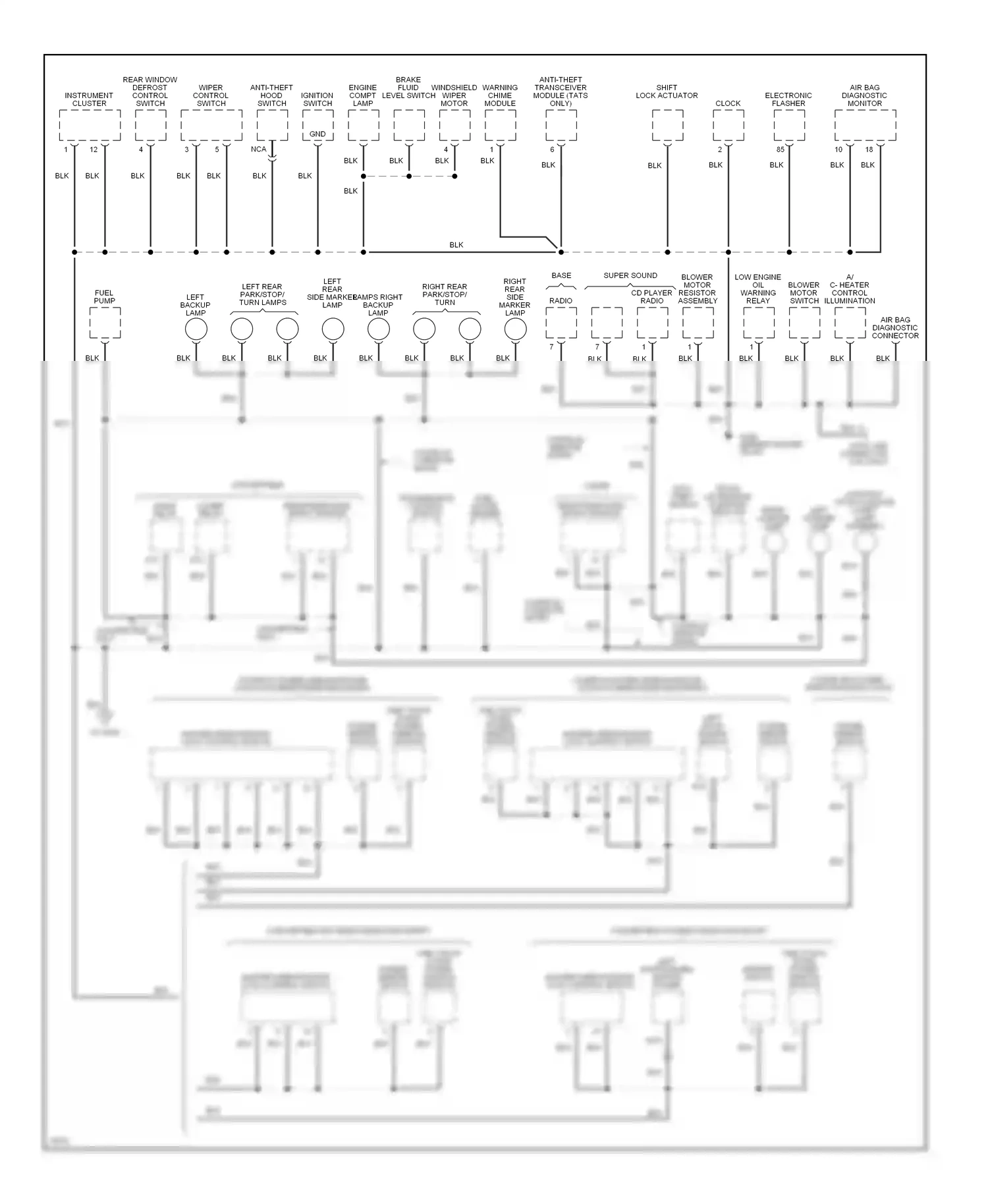Wiring diagram wiper control switch for Ford Mustang IV (1993-1998) (1 of 1)