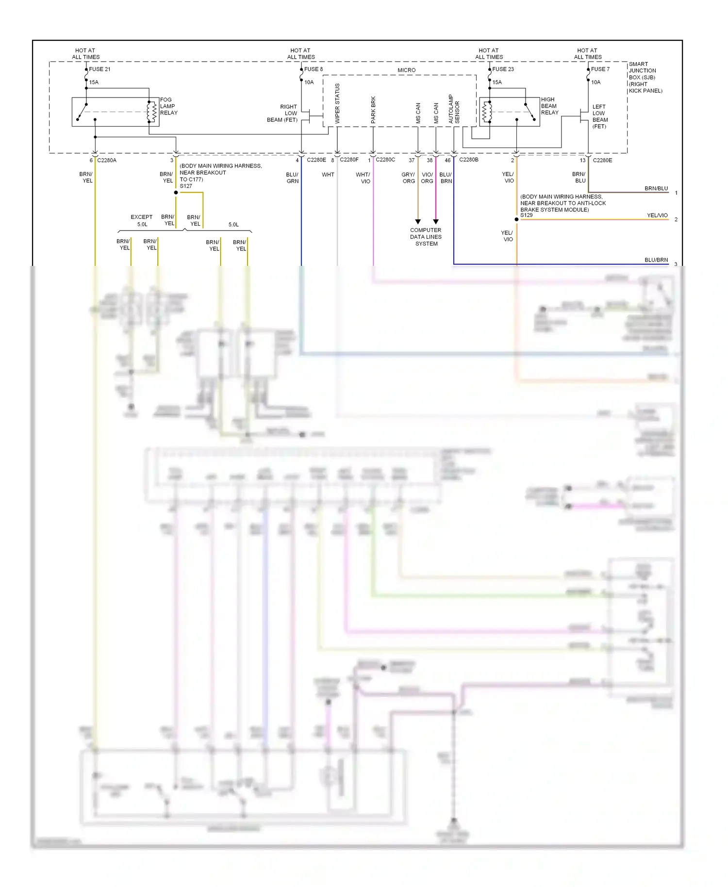 Wiring diagram ends in harness for Ford Mustang V facelift 2 (2012-2014) (3 of 5)