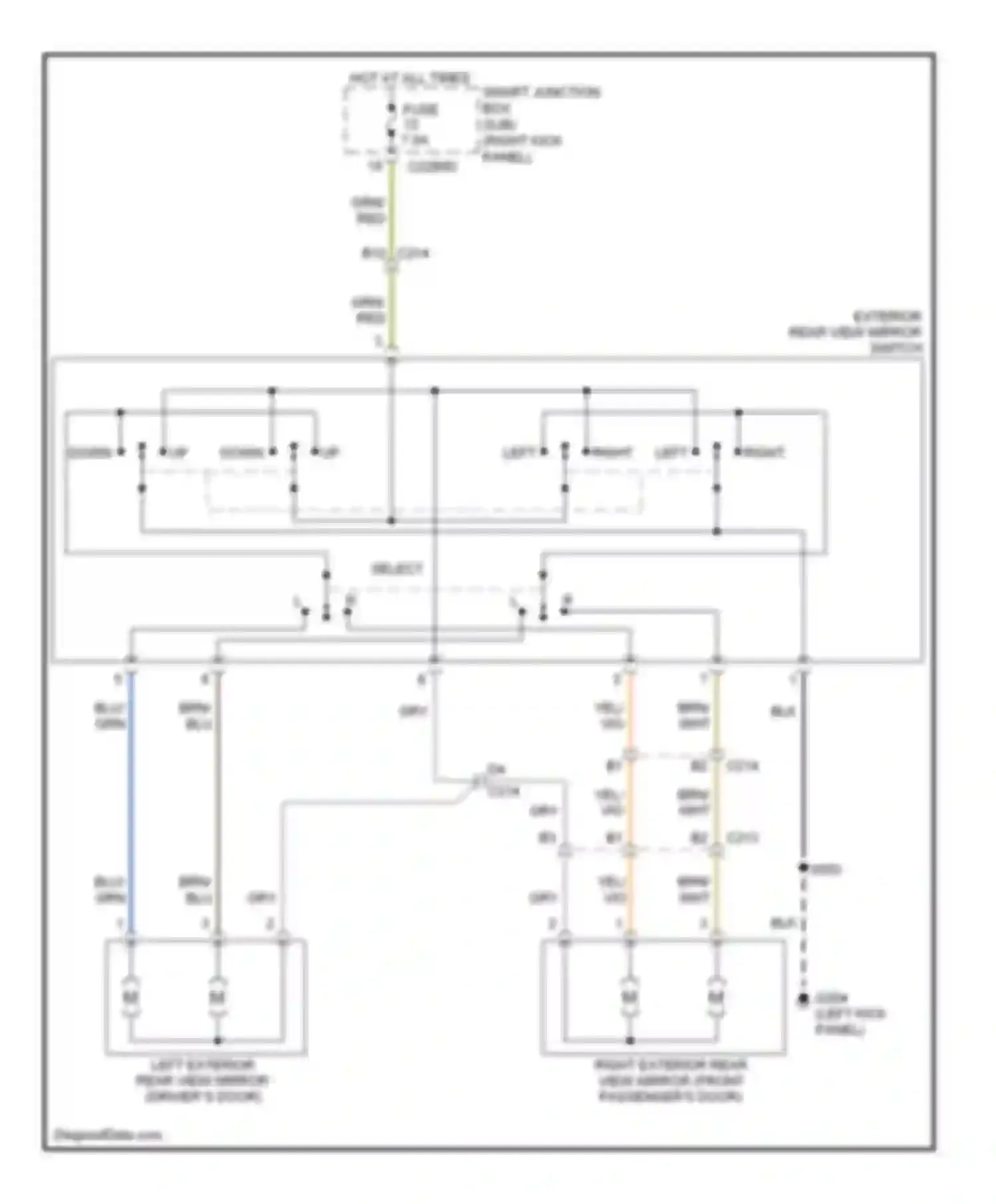 Mustang Ford V facelift (2009-2014): Power mirrors circuit