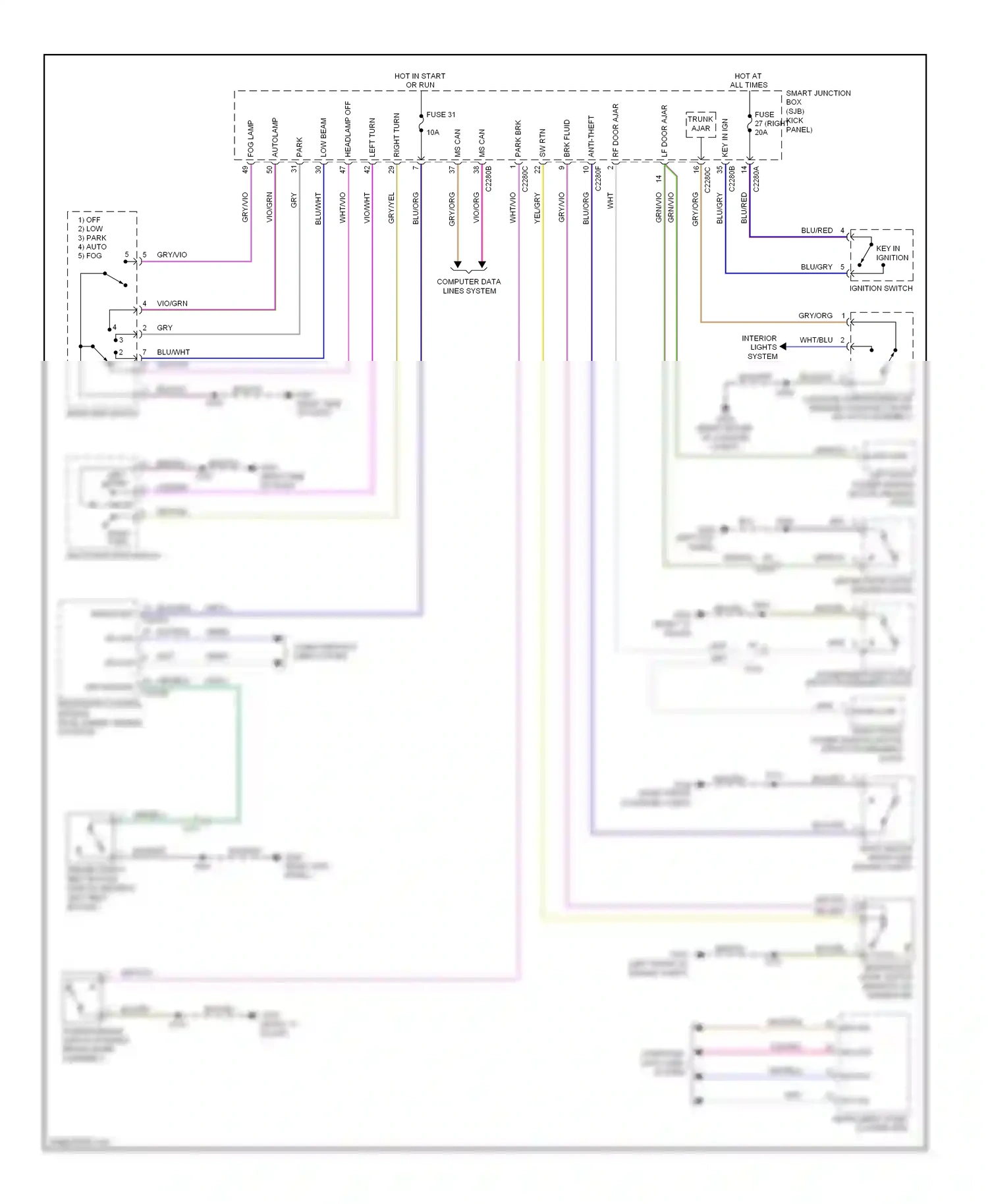 Wiring diagram brake fluid level switch for Ford Mustang V facelift (2009-2014) (1 of 1)