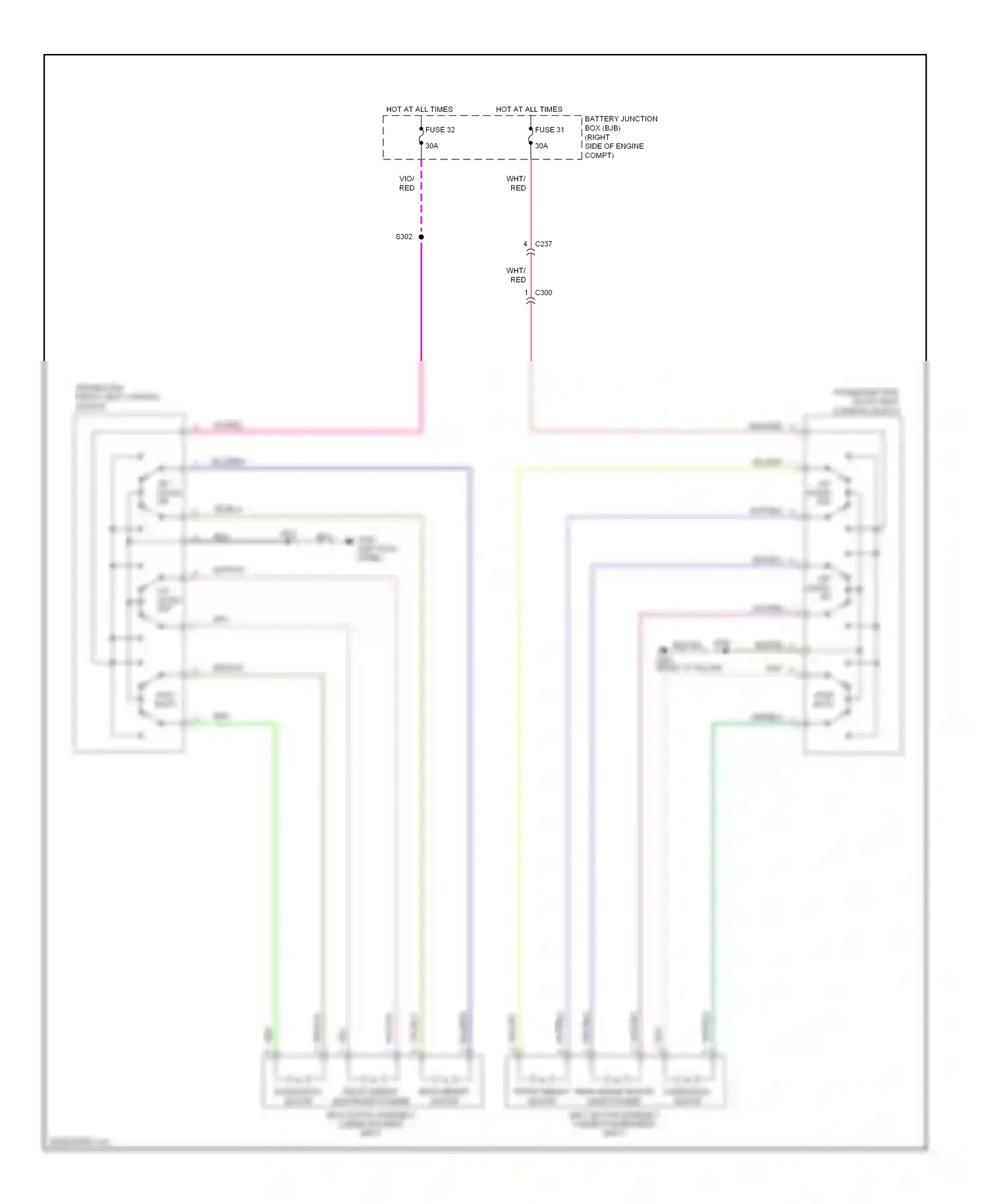 Wiring diagram driver side front seat control switch for Ford Mustang V facelift (2009-2014) (2 of 2)