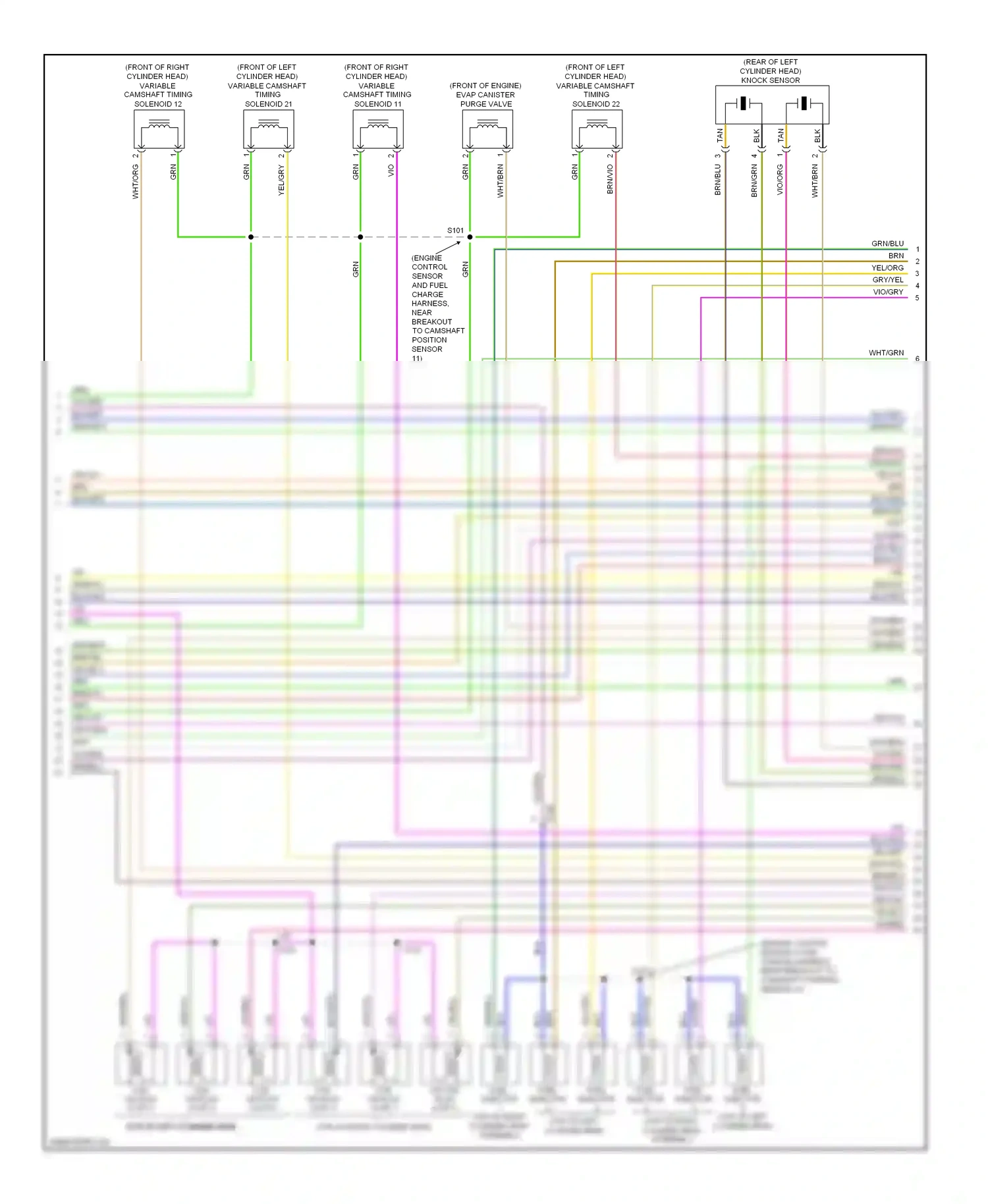 Wiring diagram (engine control sensor and fuel charge for Ford Mustang V facelift (2009-2014) (1 of 1)