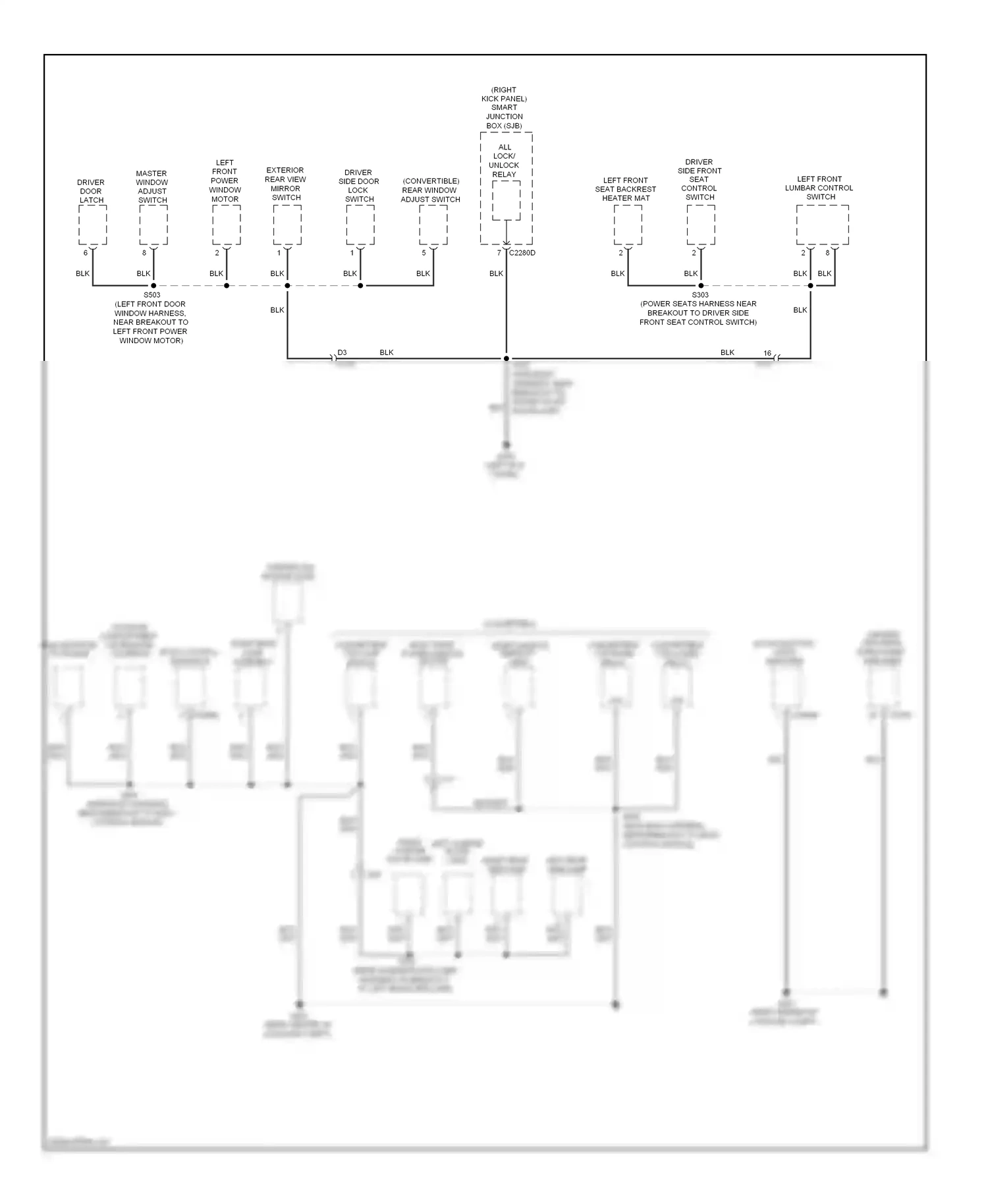 Wiring diagram left rear side lamp for Ford Mustang V facelift (2009-2014) (2 of 2)