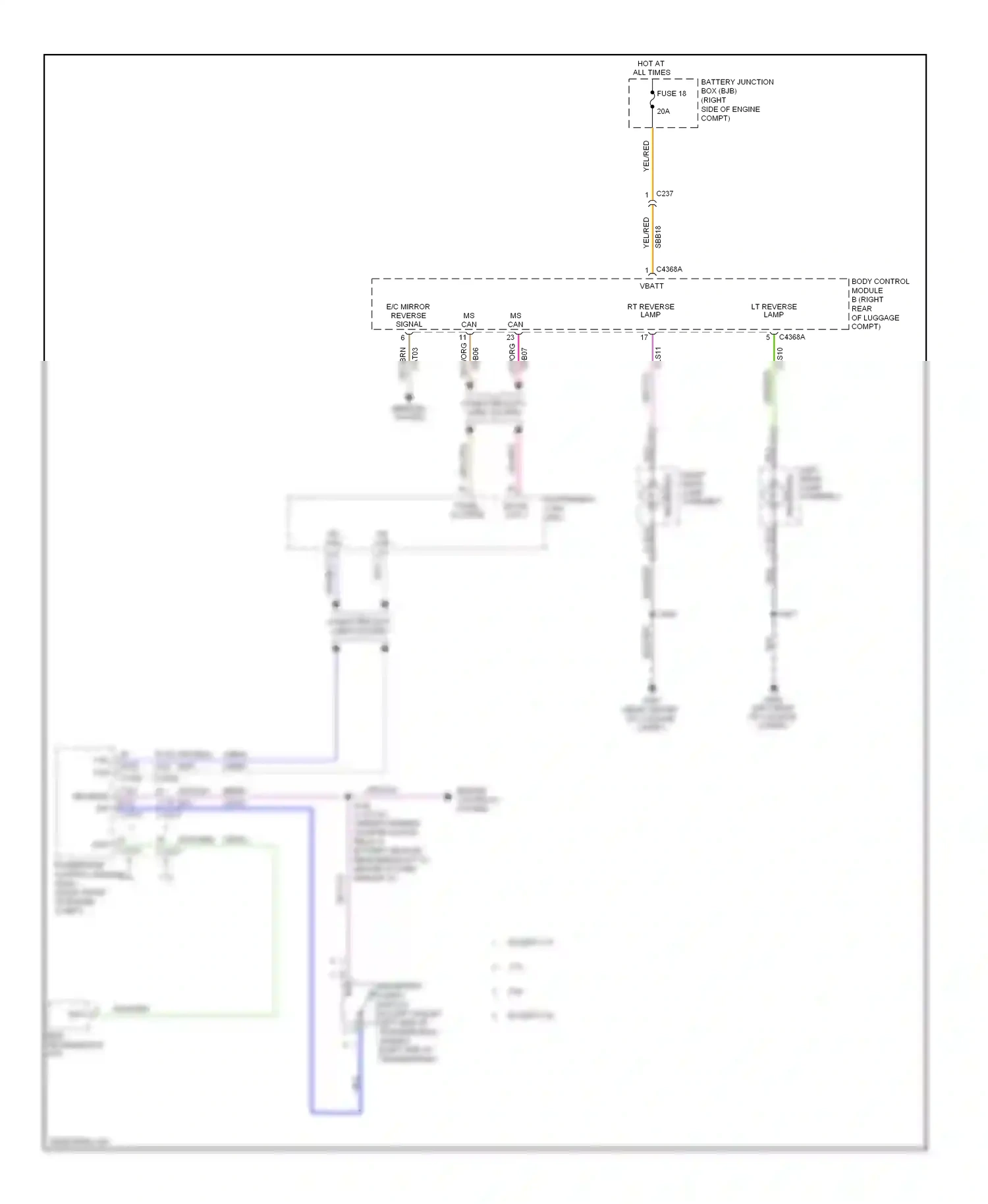 Wiring diagram lt reverse lamp for Ford Mustang V facelift (2009-2014) (1 of 1)