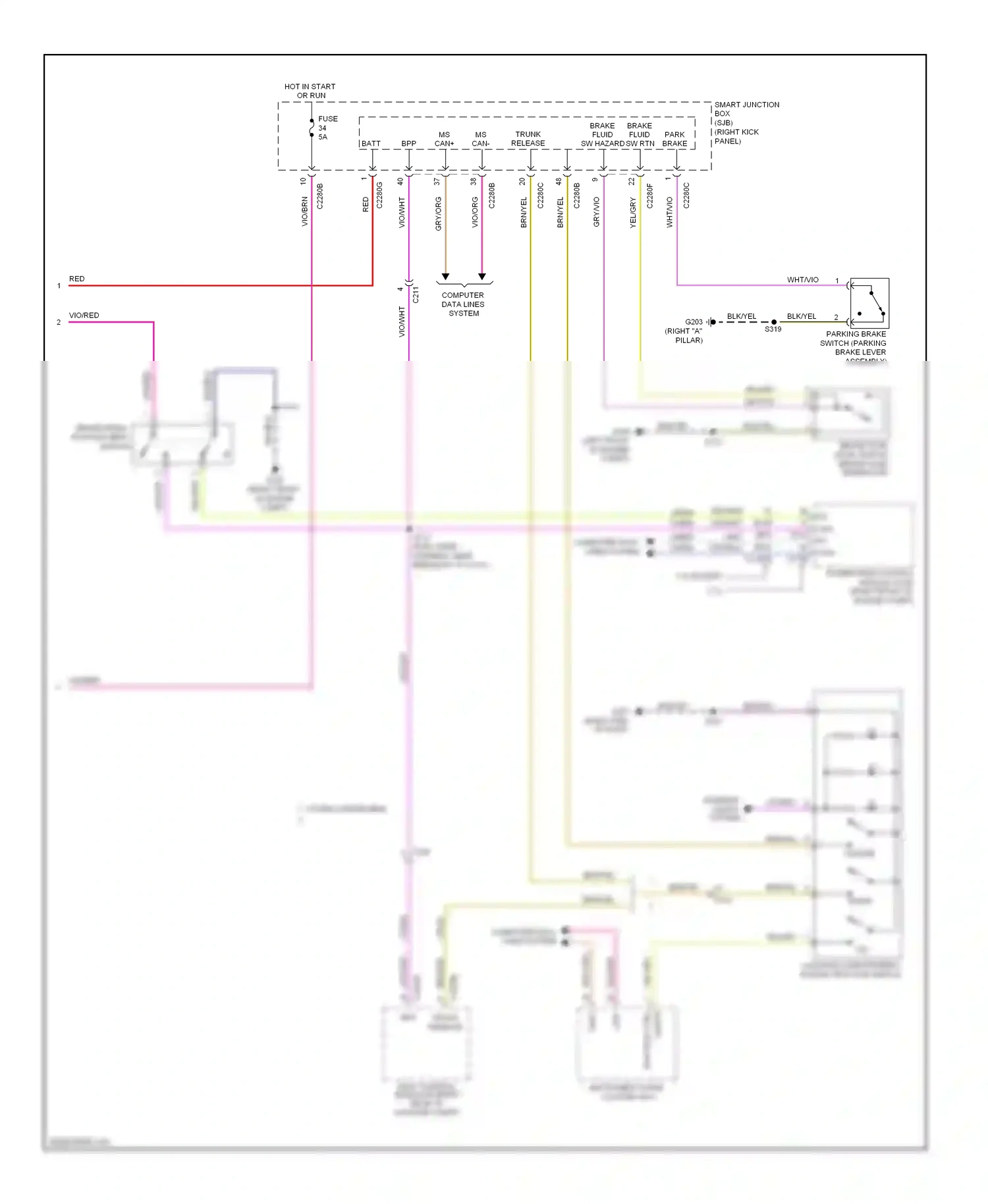 Wiring diagram trunk sw for Ford Mustang V facelift (2009-2014) (1 of 3)