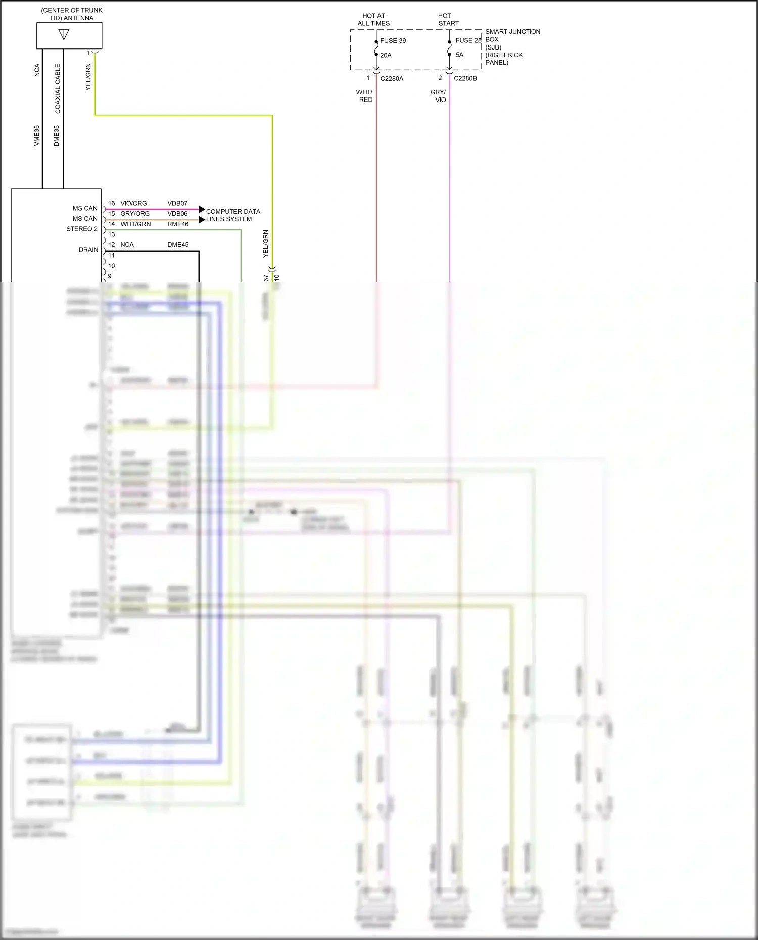 Wiring diagram coaxial cable for Ford Mustang V facelift 2 (2012-2014) (1 of 5)