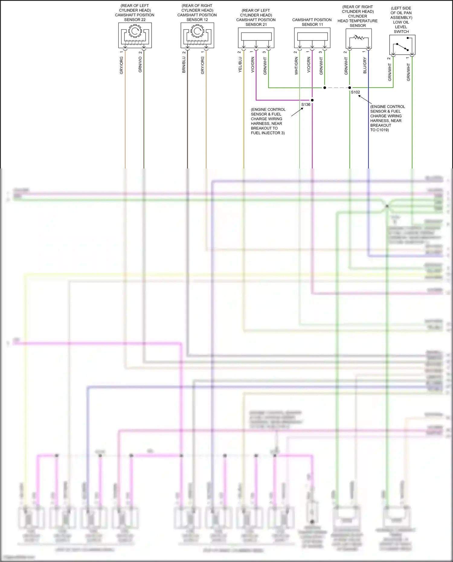 Wiring diagram (engine control sensor, fuel charge wiring harness, near breakout for Ford Mustang V facelift 2 (2012-2014) (1 of 1)