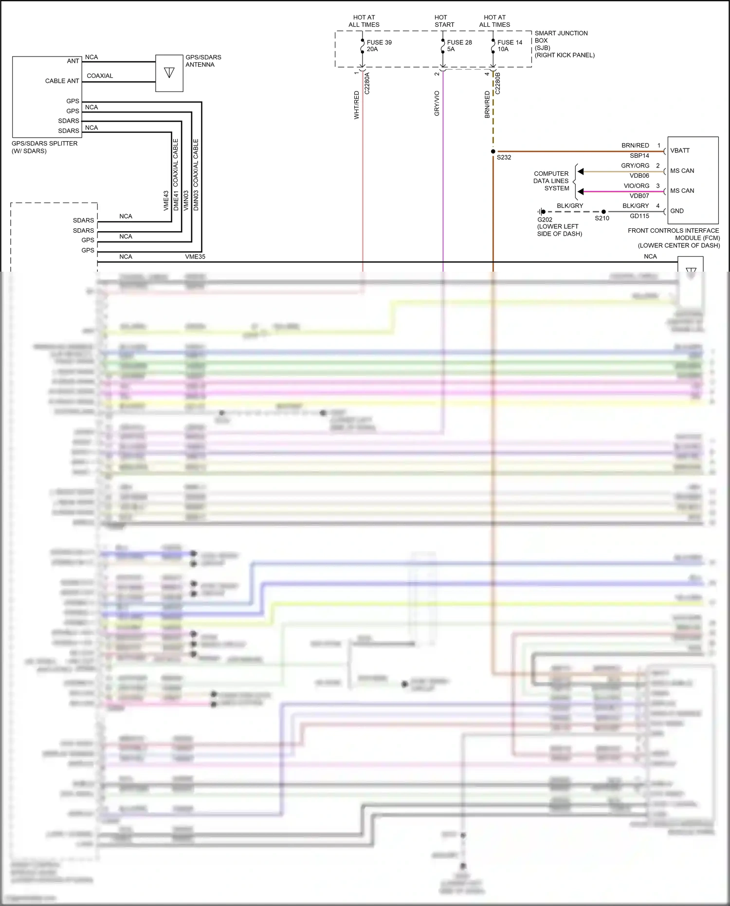 Ford Mustang V facelift 2 (2012-2014) front controls interface module (fcm) wiring diagram  (1 of 2)
