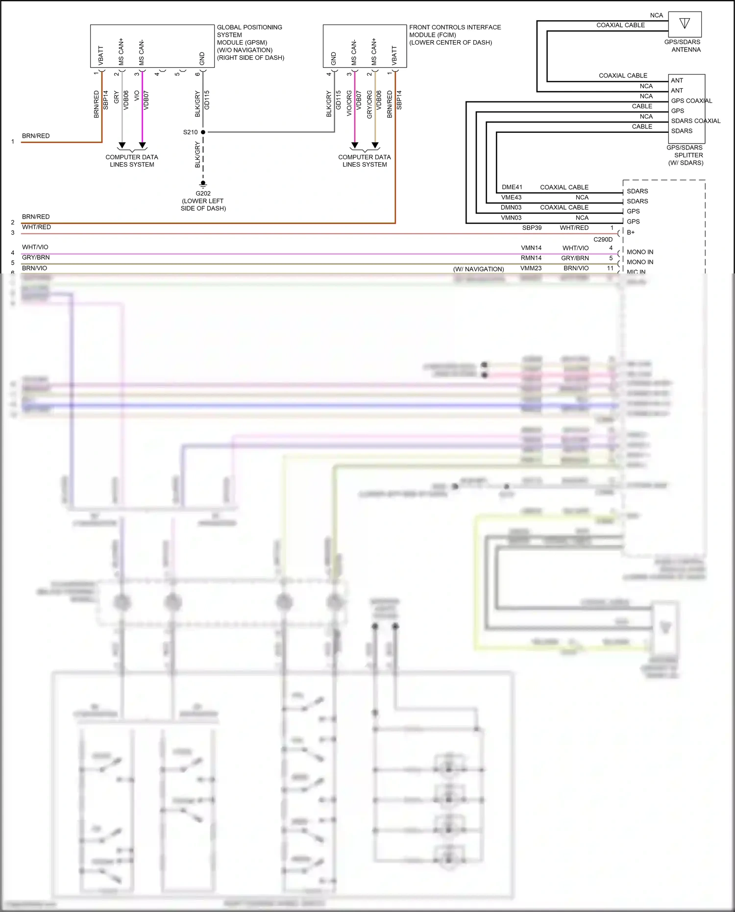 Wiring diagram gps/sdars antenna for Ford Mustang V facelift 2 (2012-2014) (3 of 3)