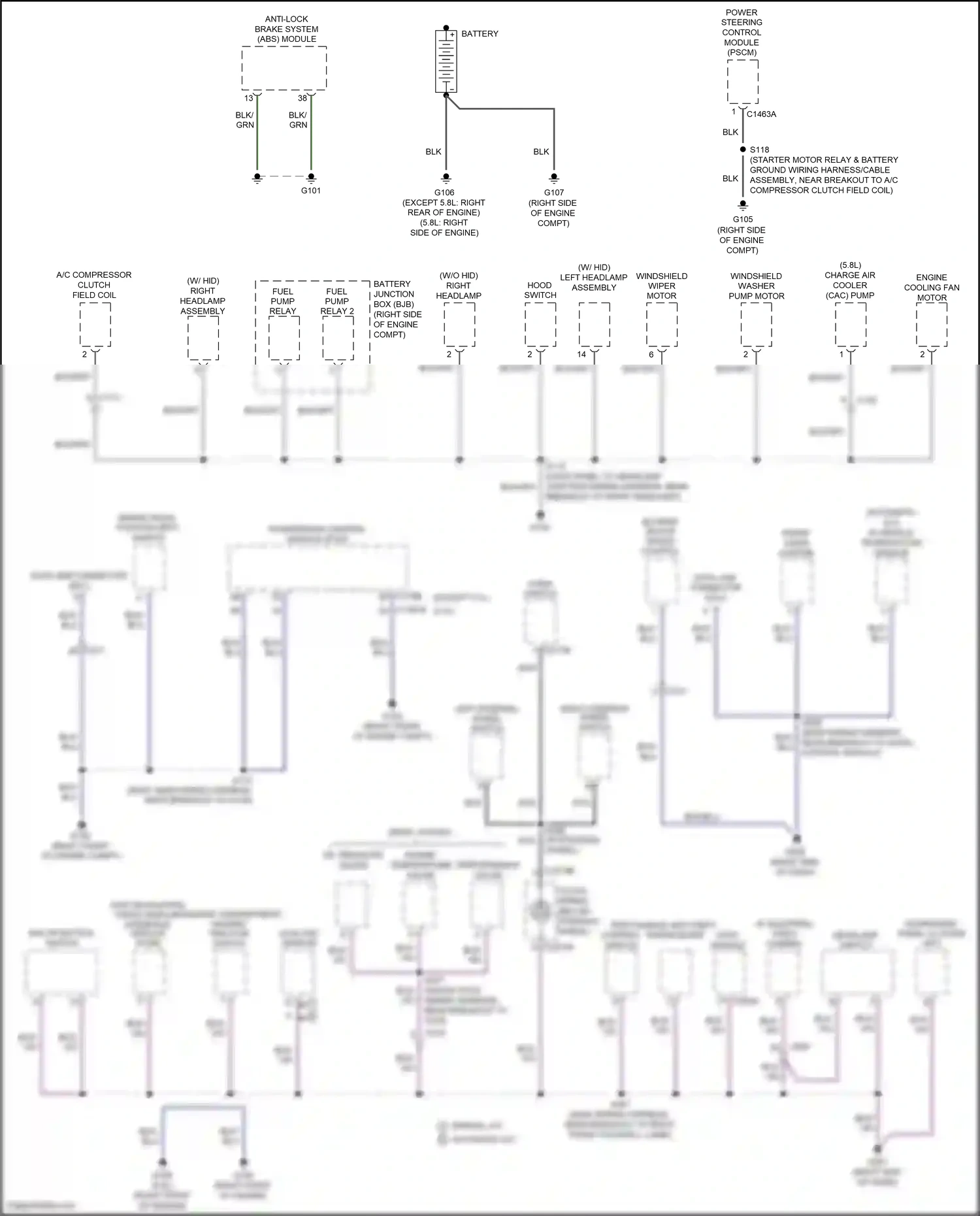 Wiring diagram horn switch for Ford Mustang V facelift 2 (2012-2014) (1 of 2)