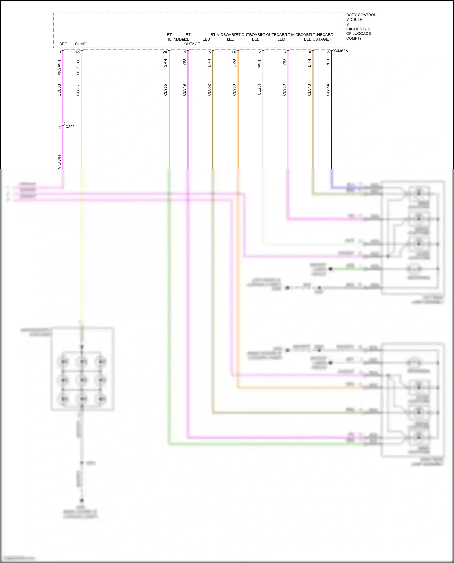 Wiring diagram inner stop/turn for Ford Mustang V facelift 2 (2012-2014) (1 of 1)