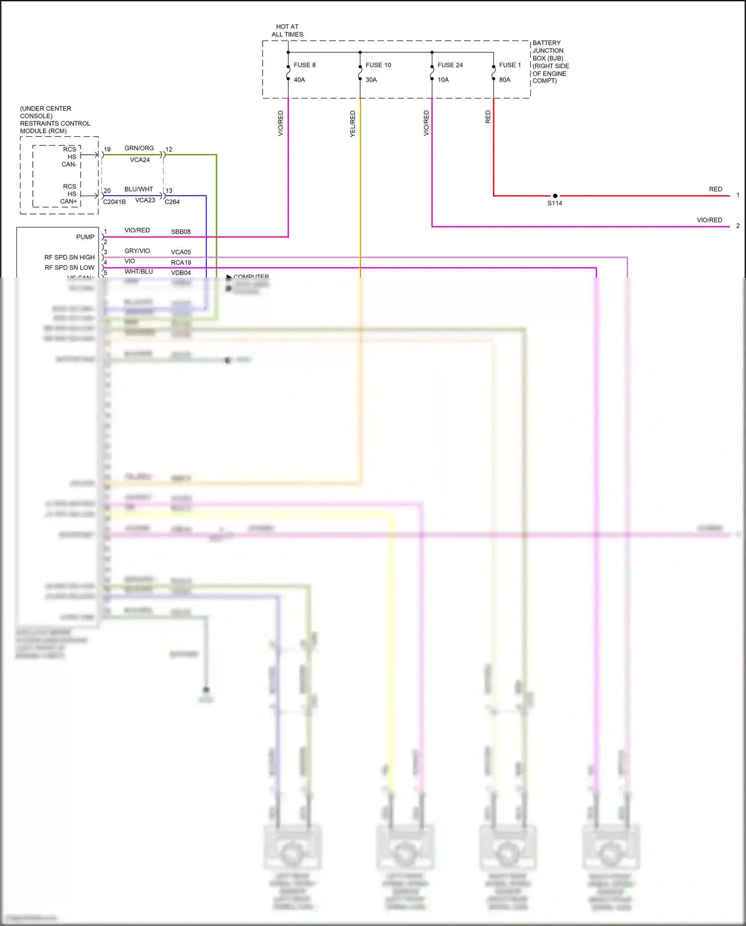 Wiring diagram left front wheel speed sensor for Ford Mustang V facelift 2 (2012-2014) (1 of 1)