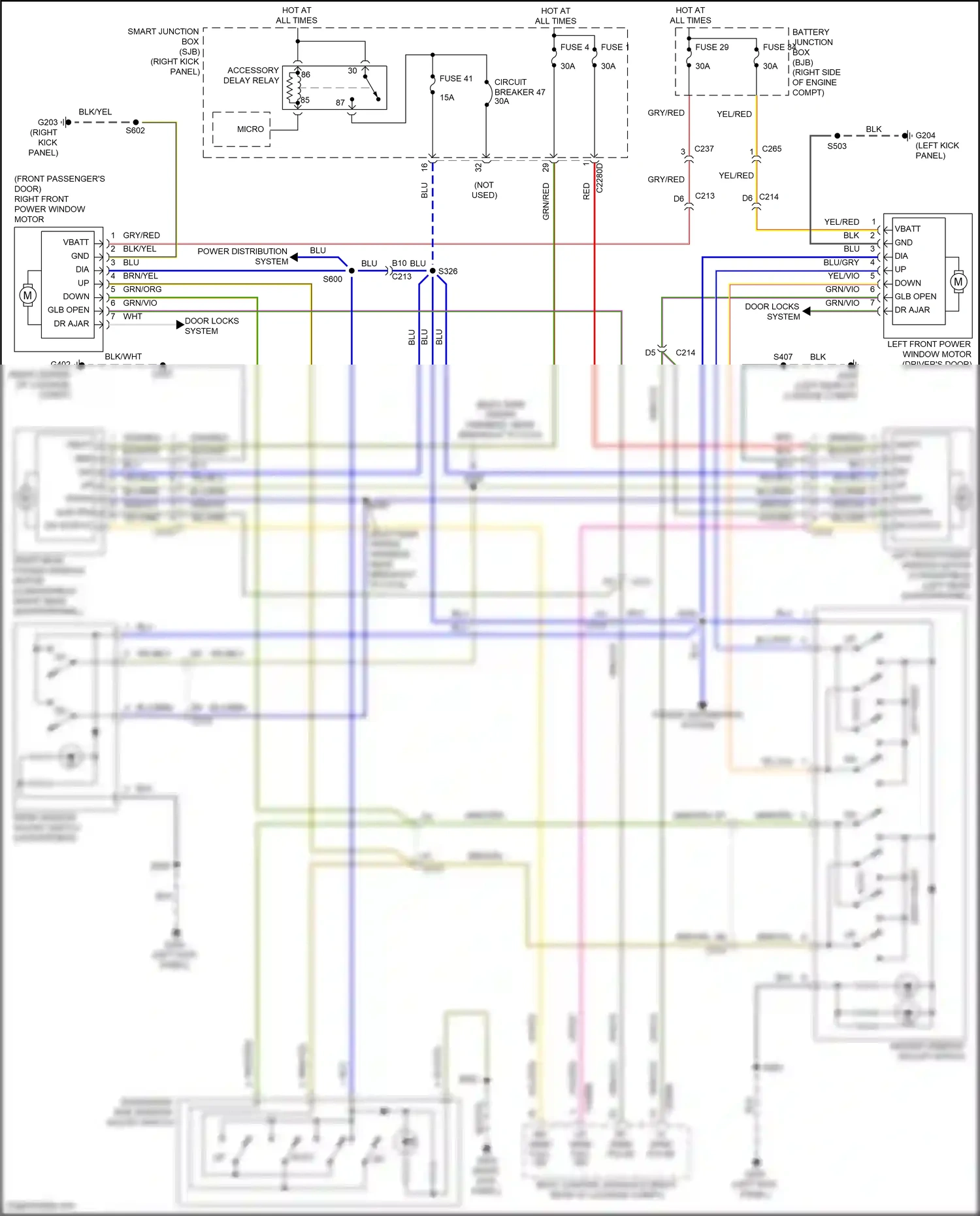 Wiring diagram master window adjust switch for Ford Mustang V facelift 2 (2012-2014) (3 of 3)